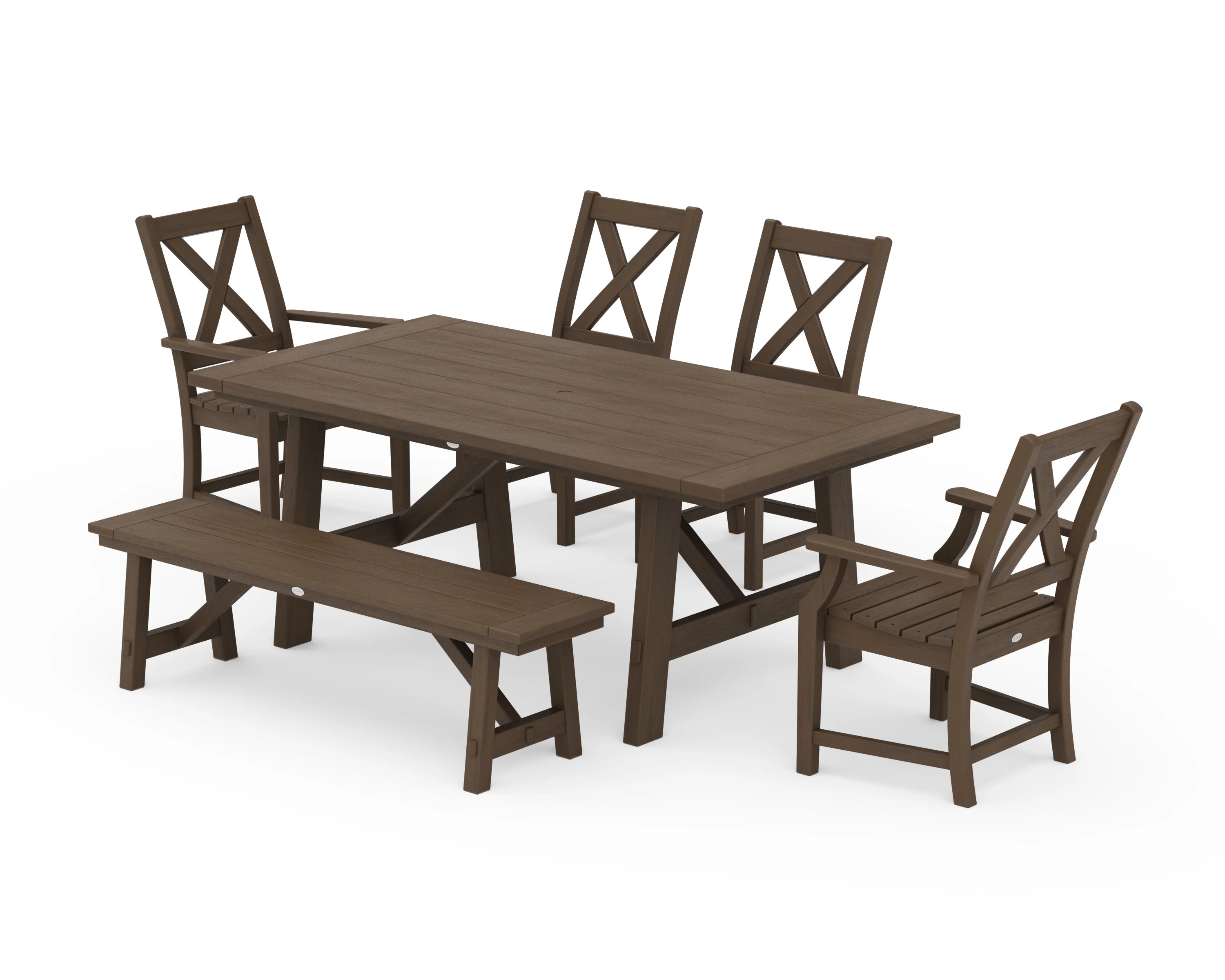 Braxton 6-Piece Rustic Farmhouse Arm Chair Dining Set with Bench - Image 14