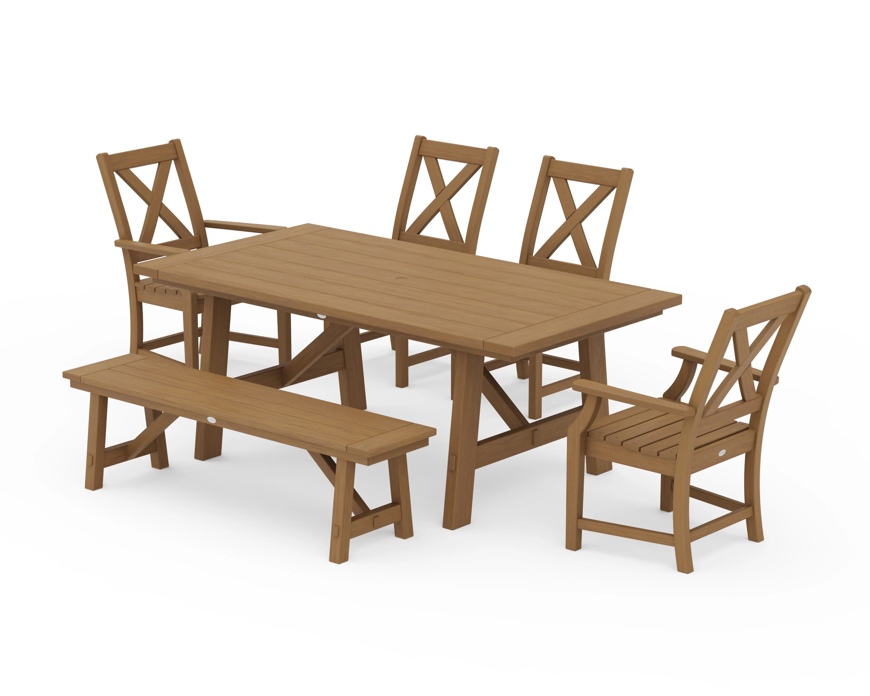 Braxton 6-Piece Rustic Farmhouse Arm Chair Dining Set with Bench - Image 15