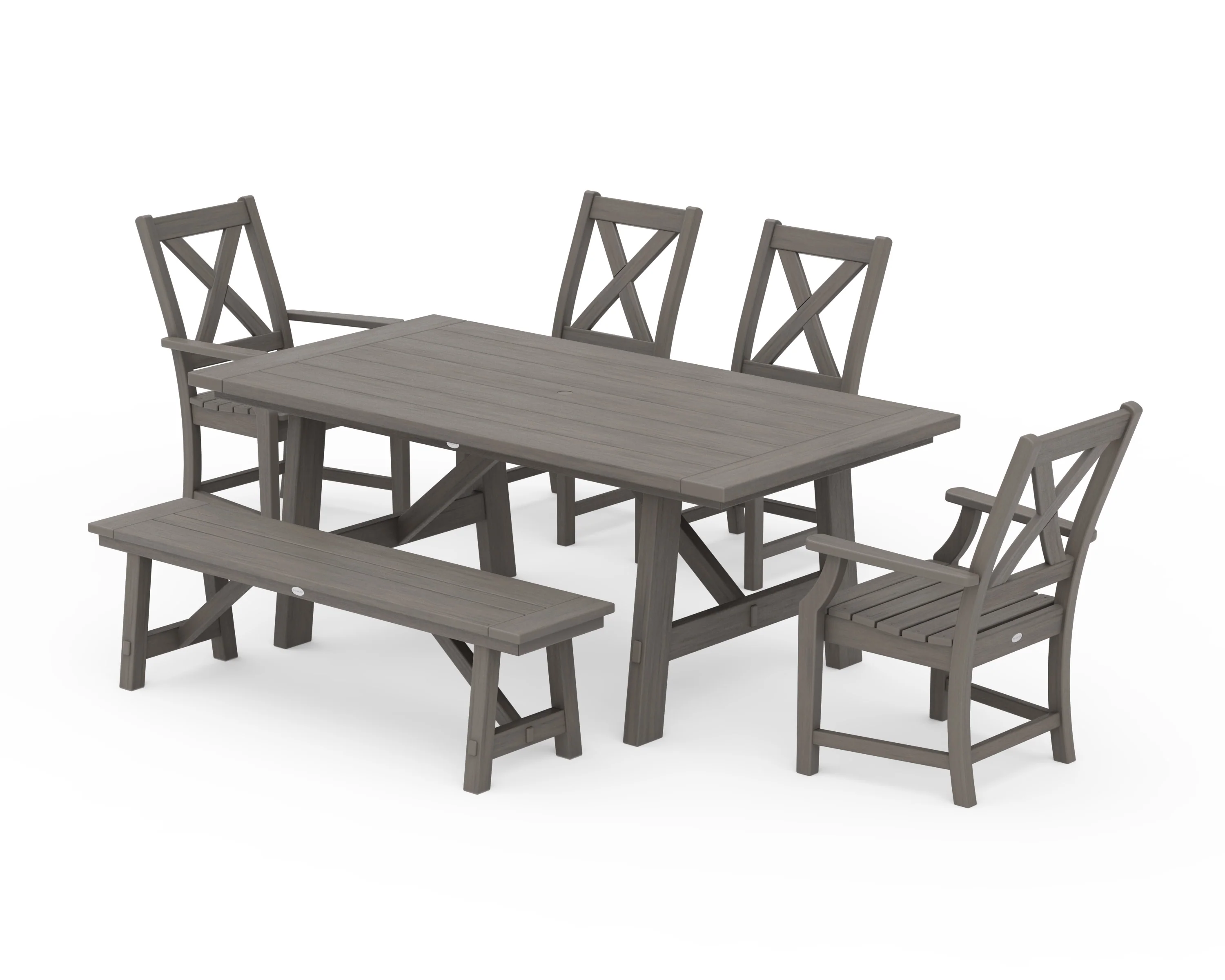 Braxton 6-Piece Rustic Farmhouse Arm Chair Dining Set with Bench - Image 16