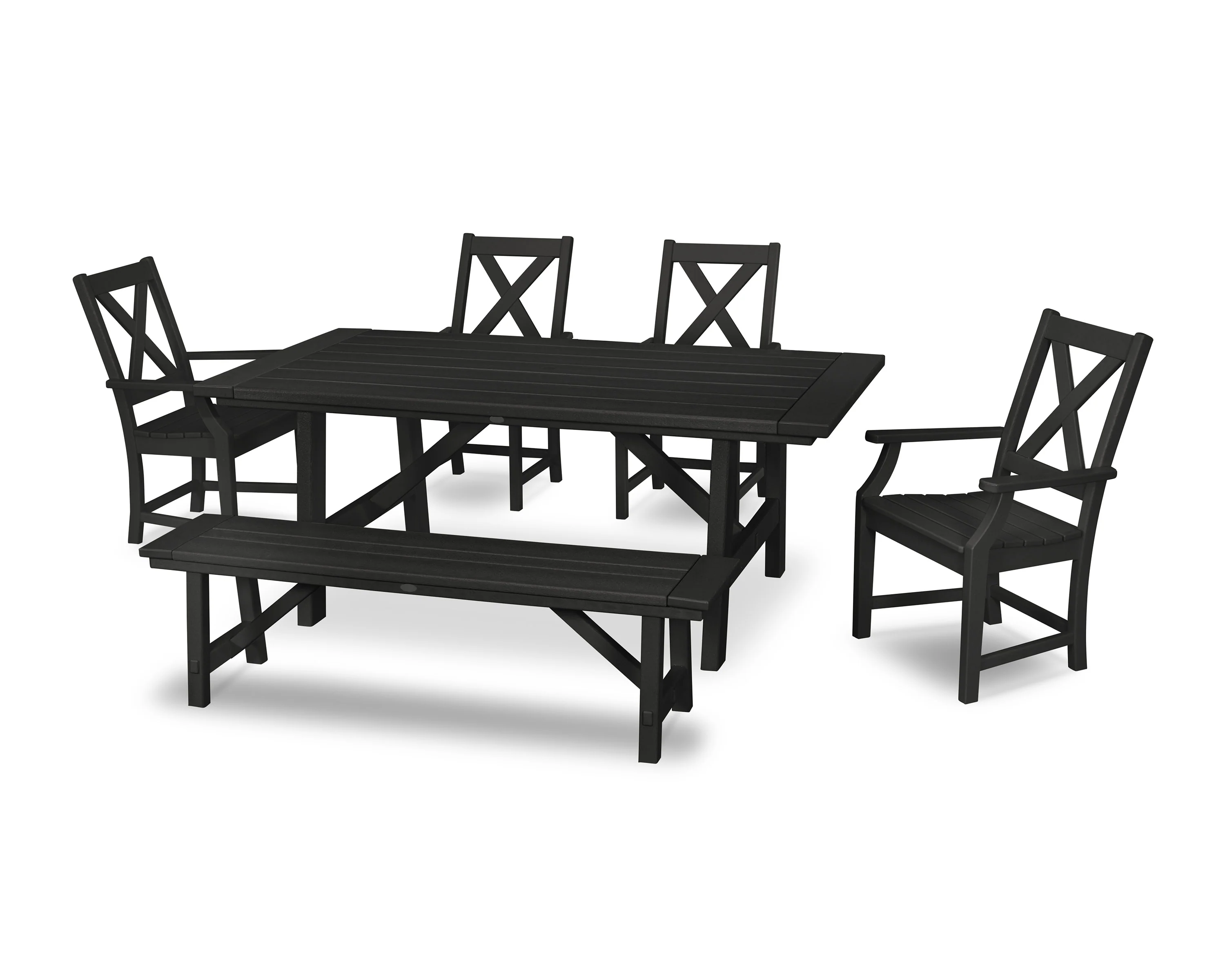 Braxton 6-Piece Rustic Farmhouse Arm Chair Dining Set with Bench - Image 5