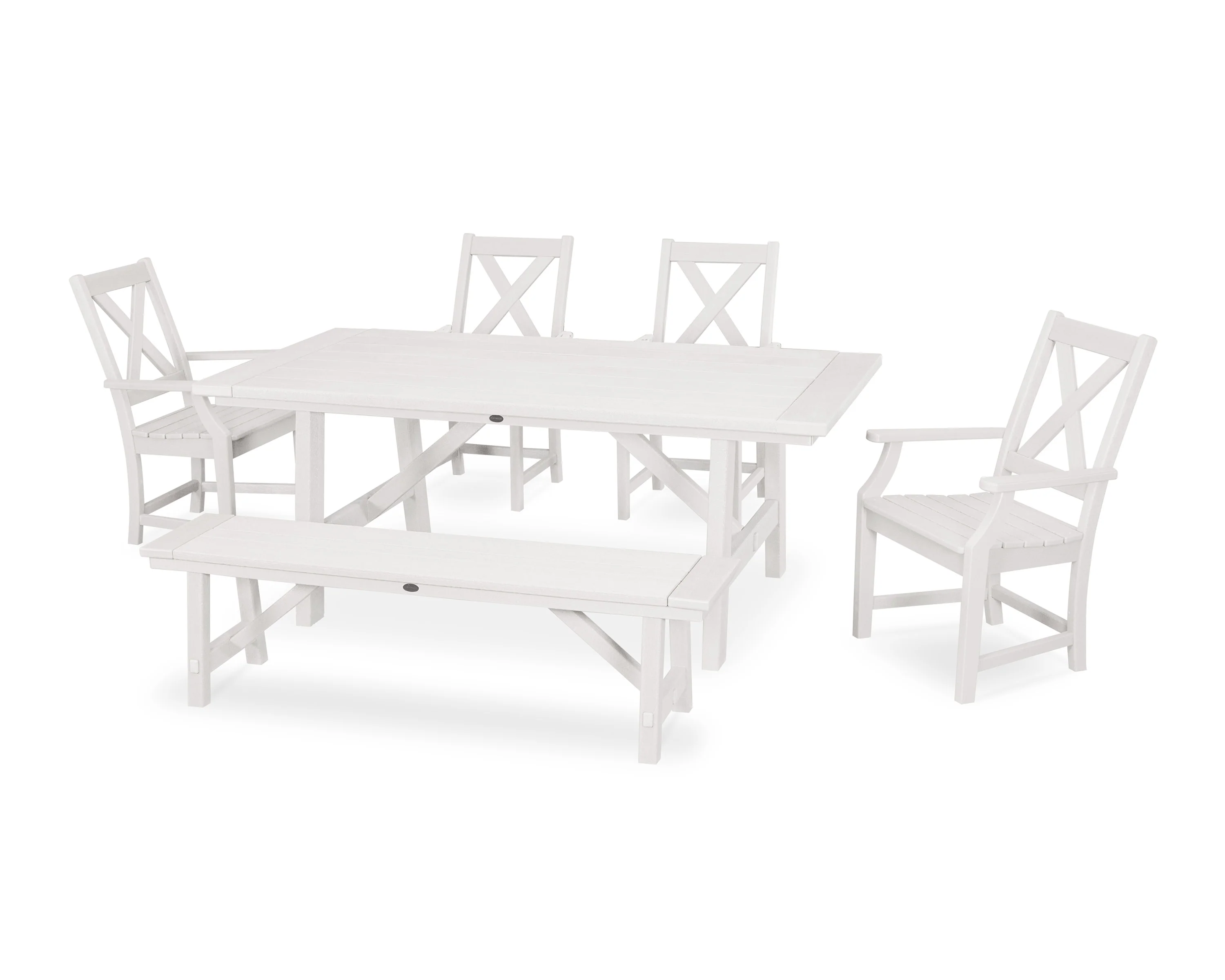 Braxton 6-Piece Rustic Farmhouse Arm Chair Dining Set with Bench - Image 7