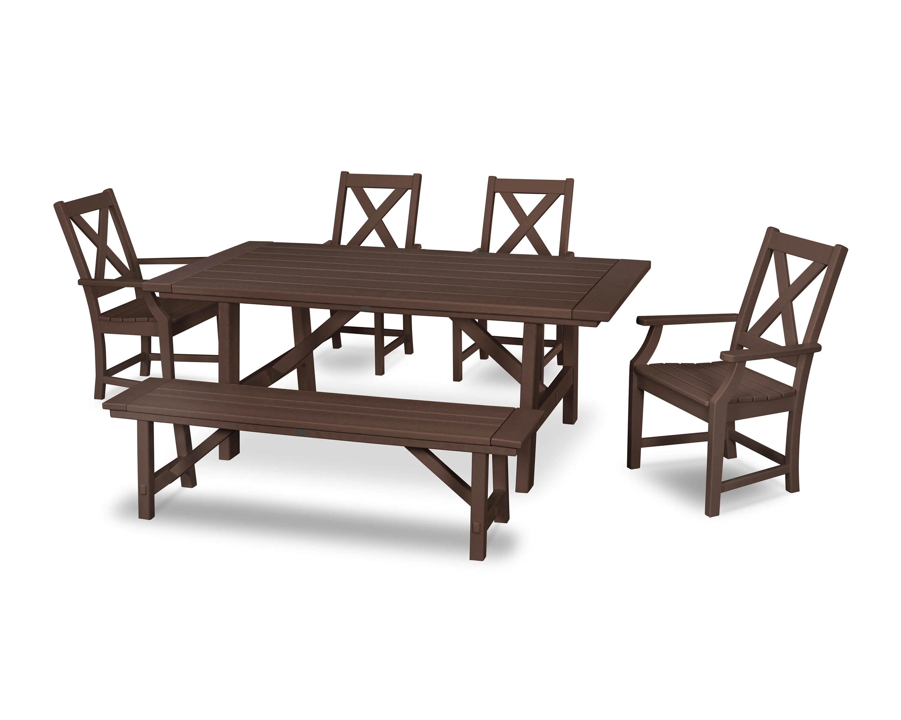 Braxton 6-Piece Rustic Farmhouse Arm Chair Dining Set with Bench - Image 8