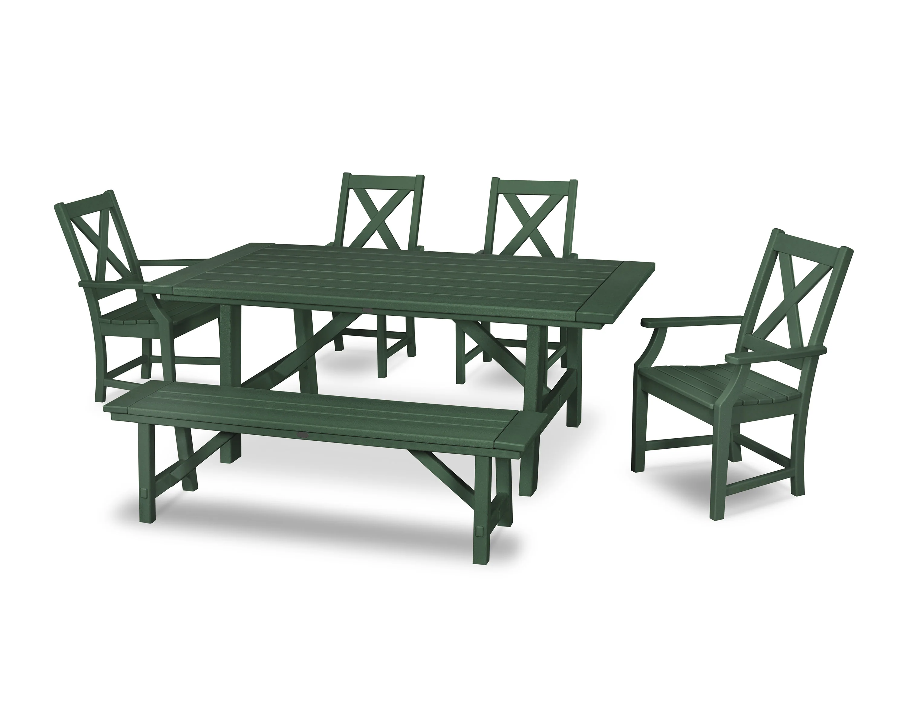 Braxton 6-Piece Rustic Farmhouse Arm Chair Dining Set with Bench - Image 9