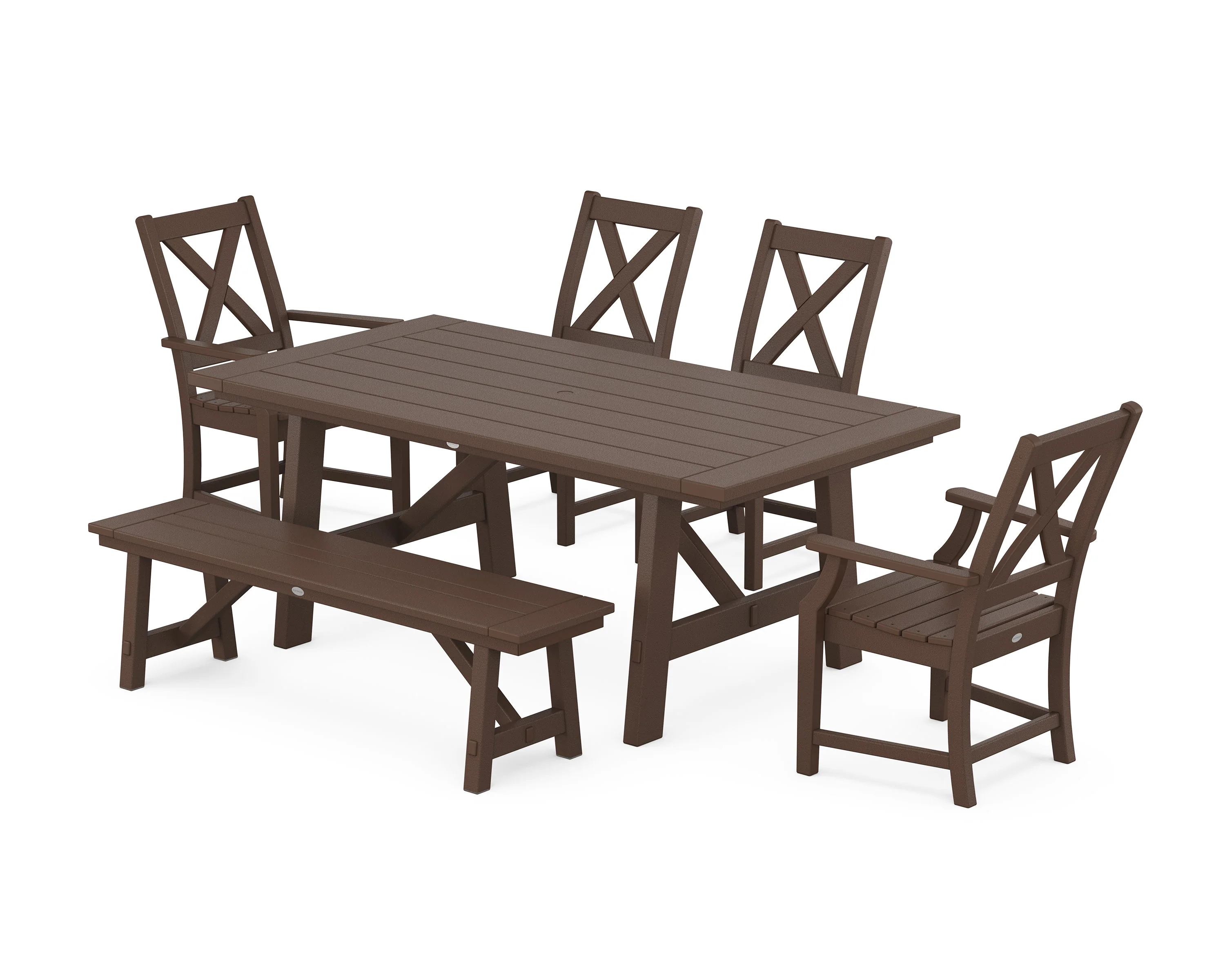 Braxton 6-Piece Rustic Farmhouse Dining Set With Trestle Legs - Image 12