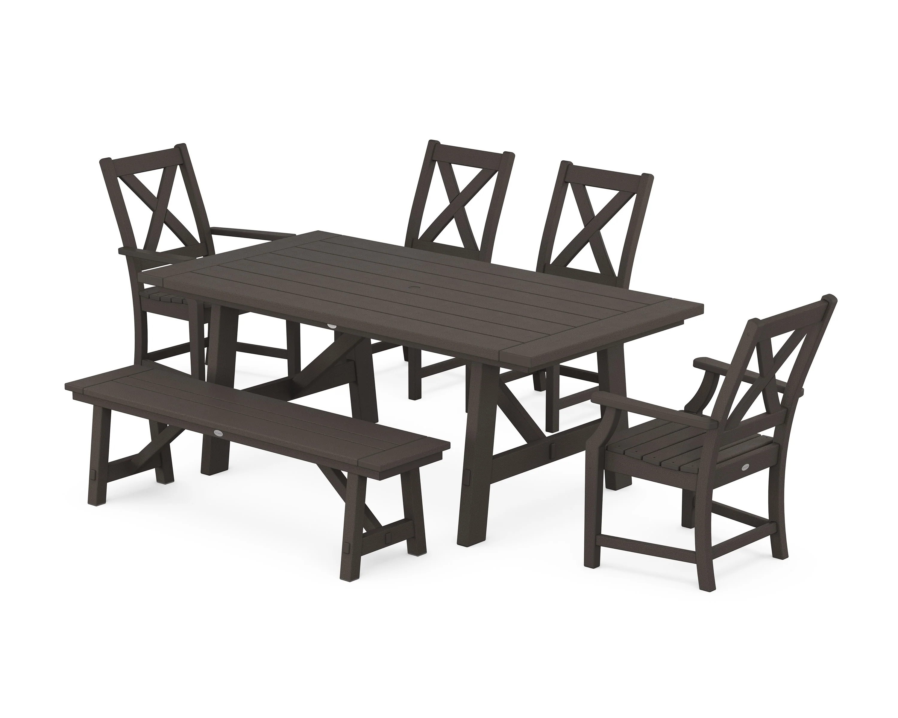 Braxton 6-Piece Rustic Farmhouse Dining Set With Trestle Legs - Image 5