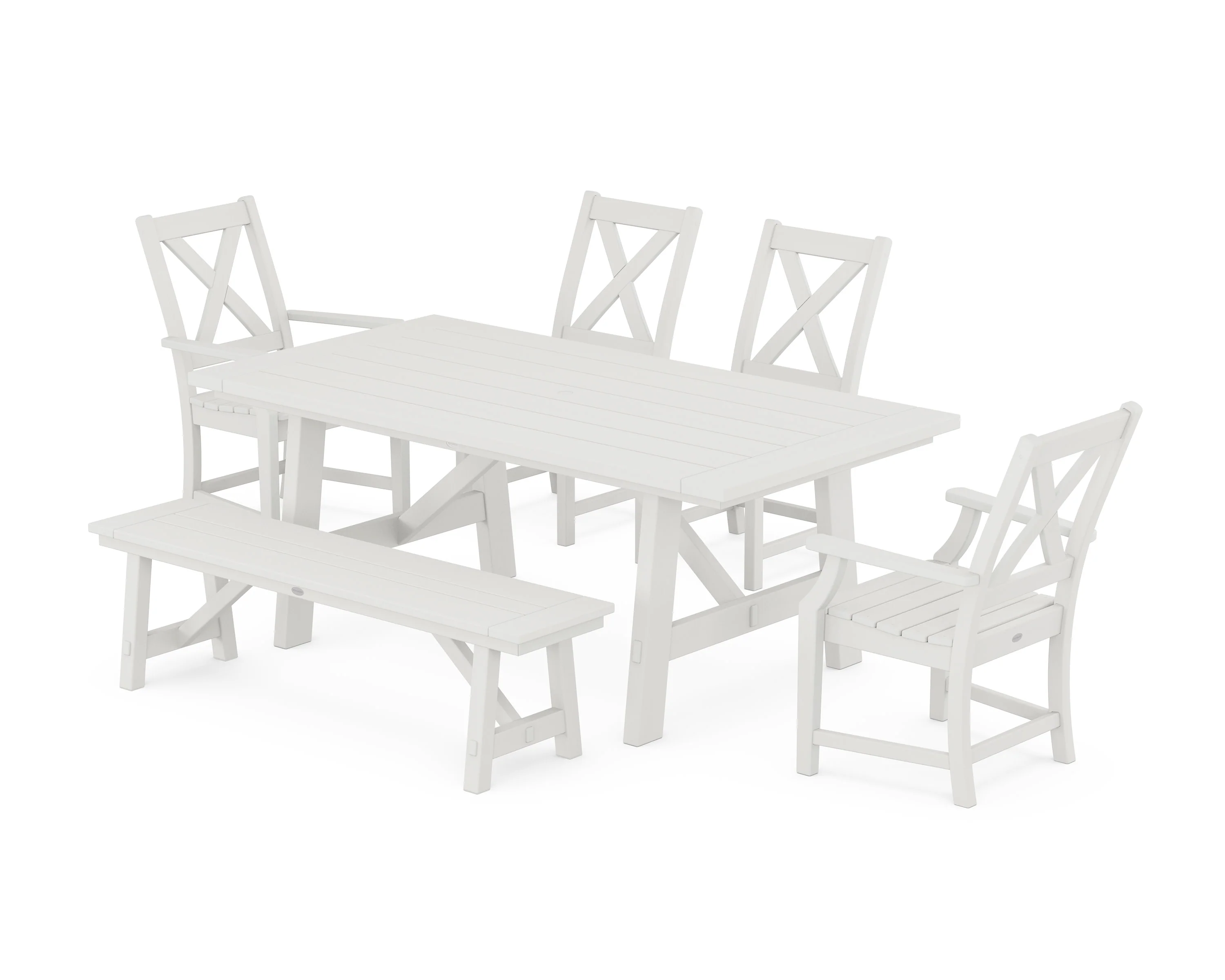 Braxton 6-Piece Rustic Farmhouse Dining Set With Trestle Legs - Image 6