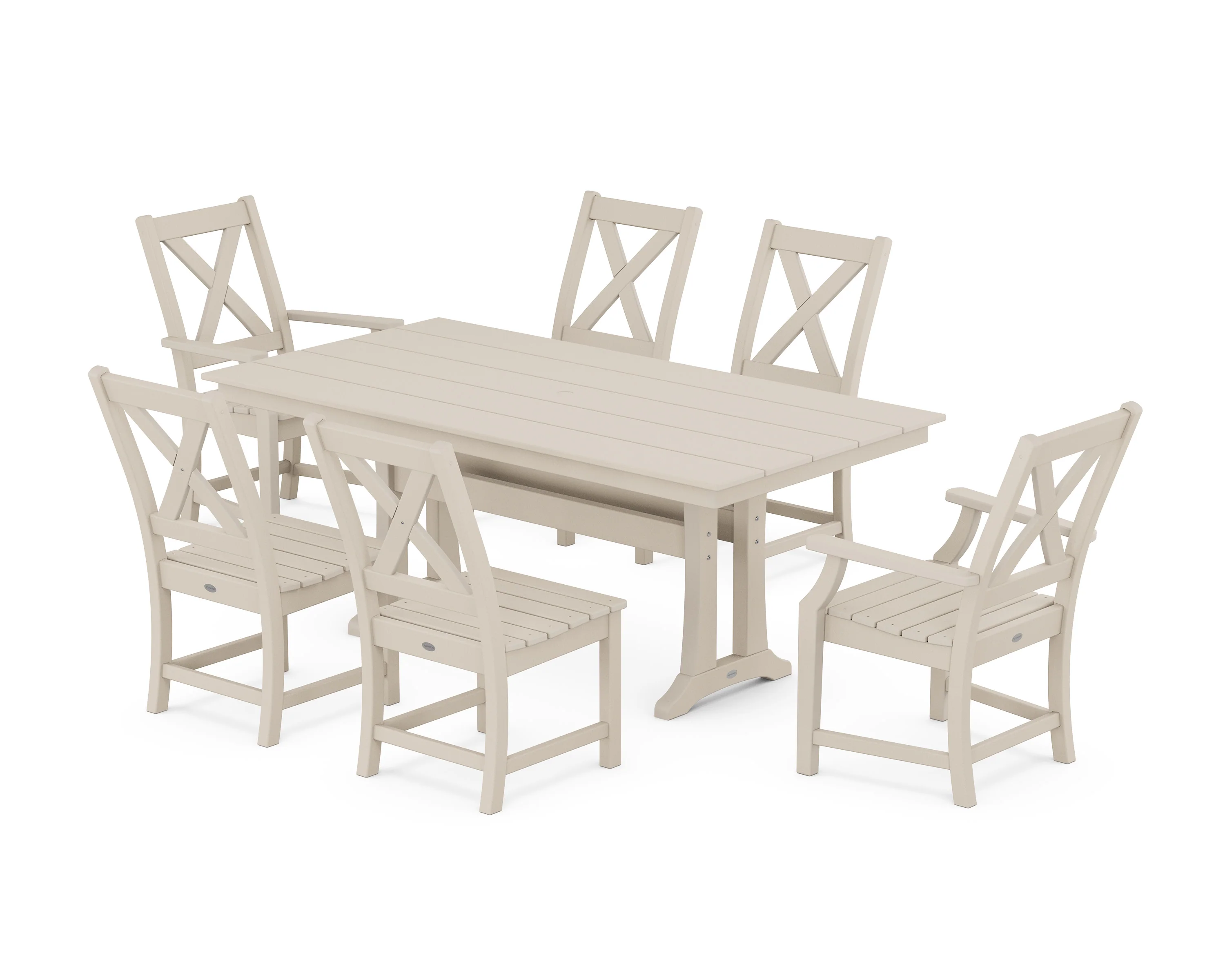 Braxton 7-Piece Farmhouse Dining Set With Trestle Legs - Image 4