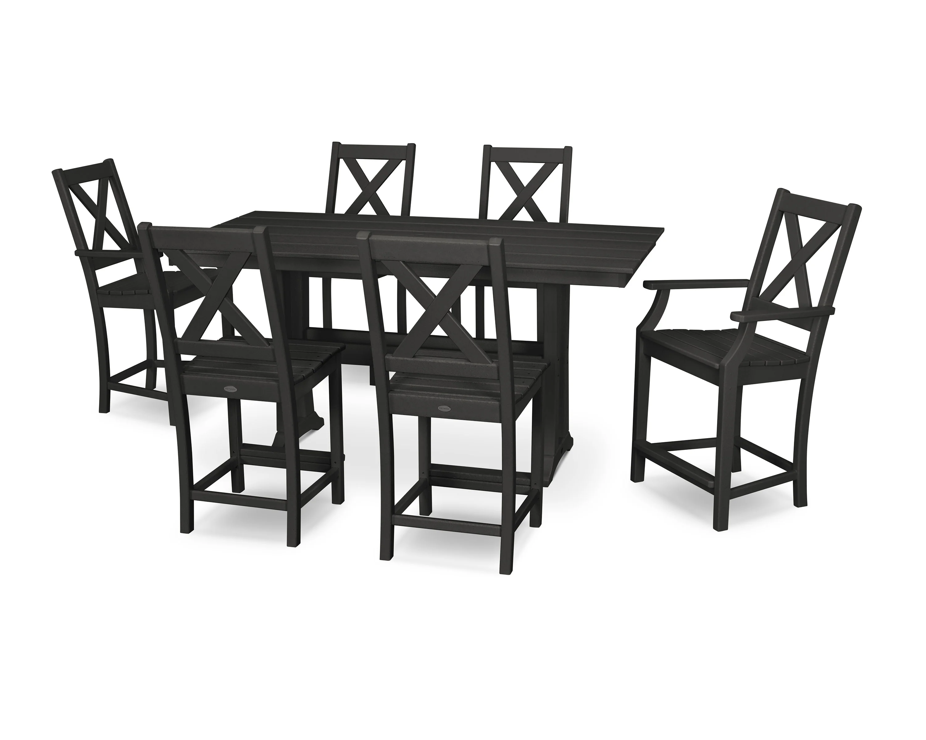 Braxton 7-Piece Farmhouse Trestle Counter Set - Image 10