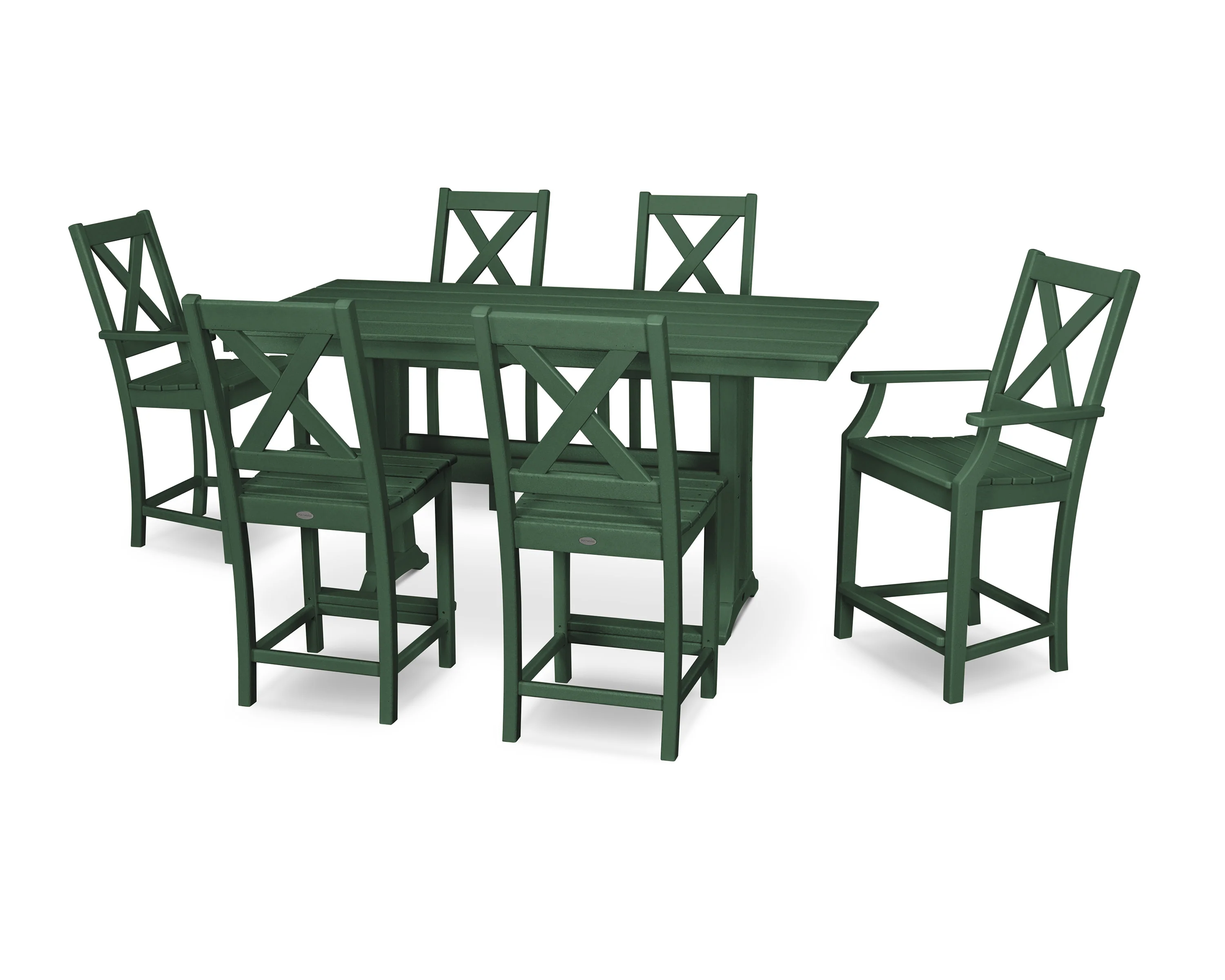 Braxton 7-Piece Farmhouse Trestle Counter Set - Image 11