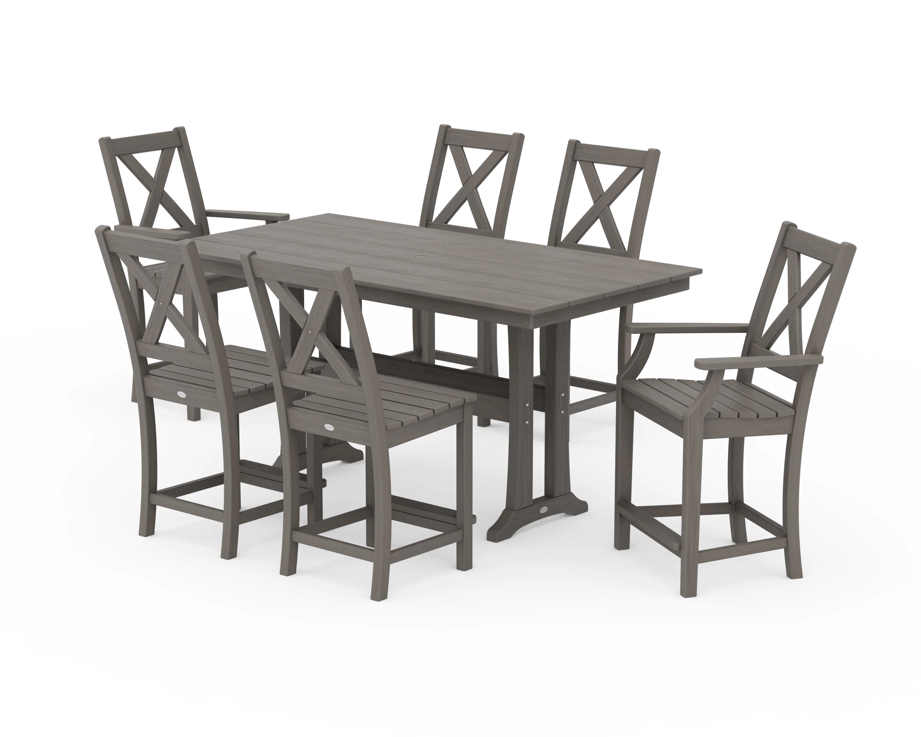 Braxton 7-Piece Farmhouse Trestle Counter Set - Image 14