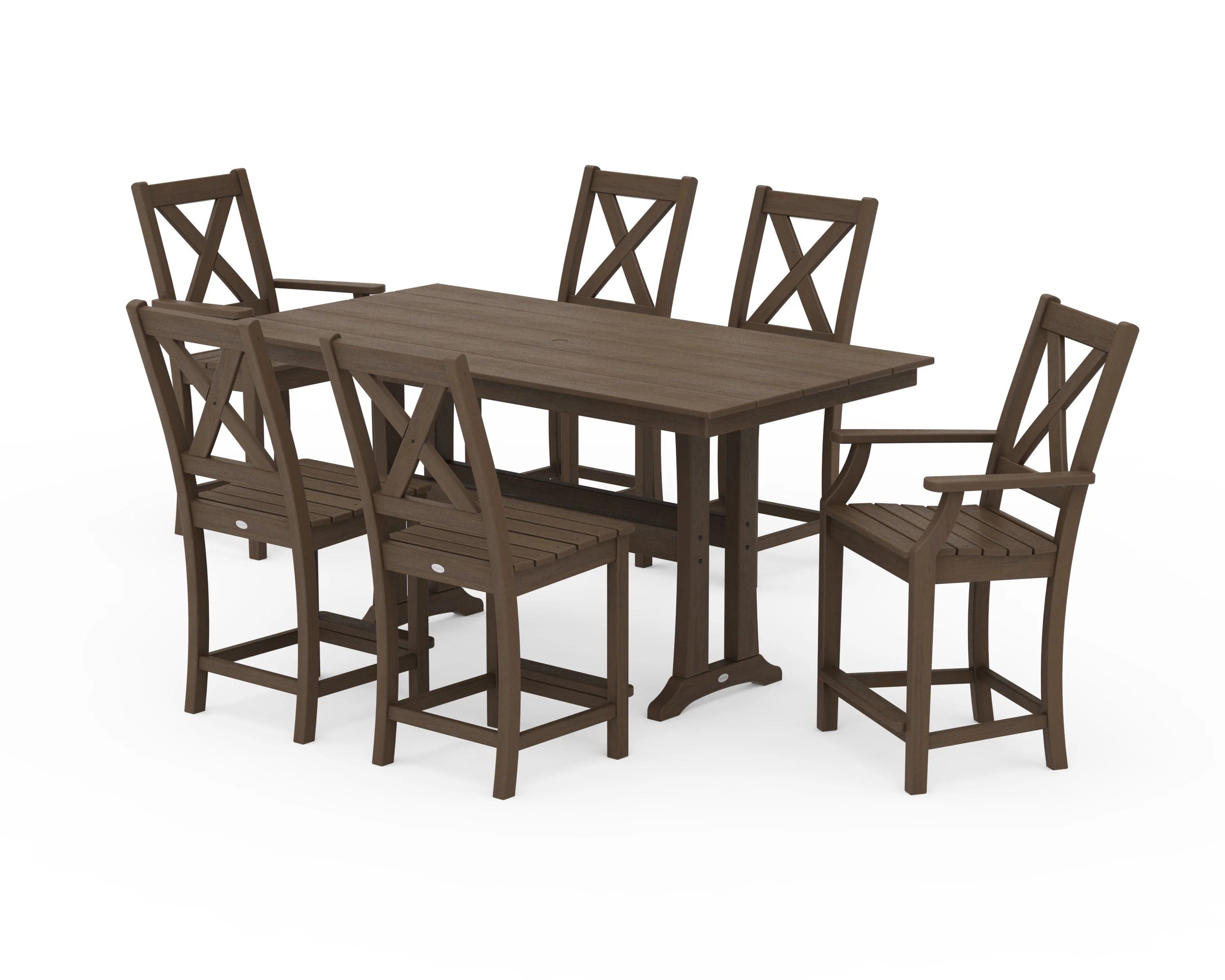 Braxton 7-Piece Farmhouse Trestle Counter Set - Image 15