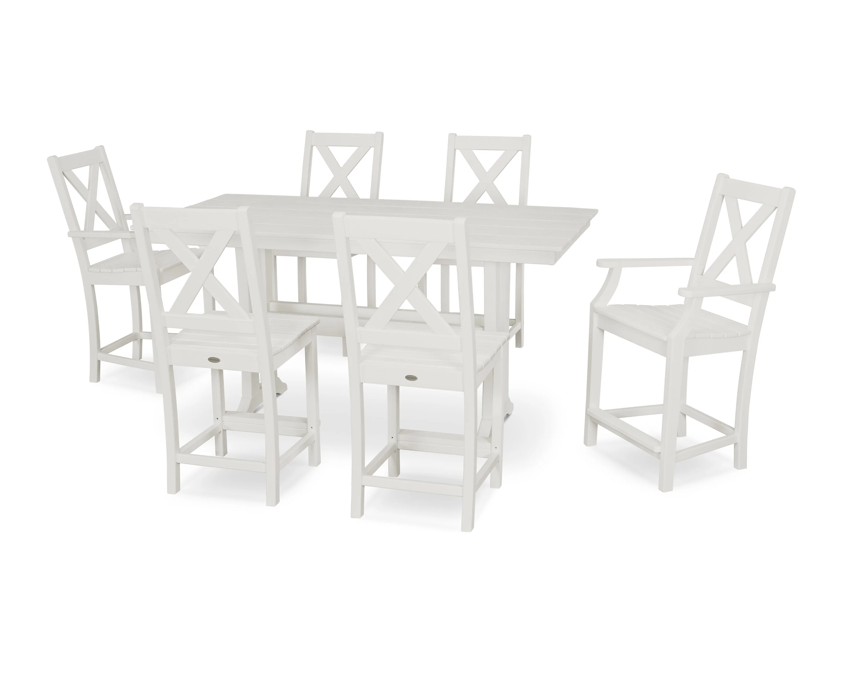 Braxton 7-Piece Farmhouse Trestle Counter Set - Image 4