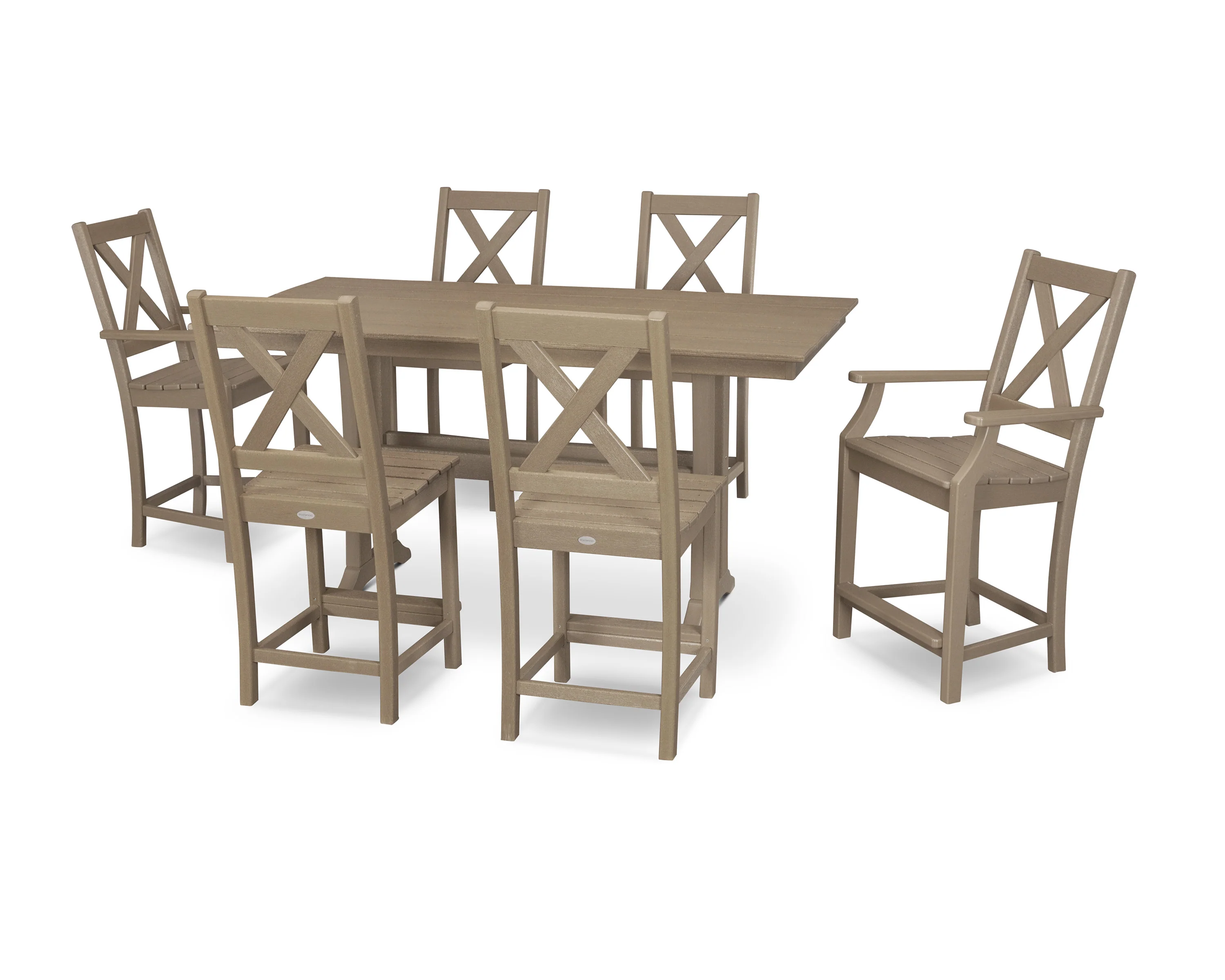 Braxton 7-Piece Farmhouse Trestle Counter Set - Image 6