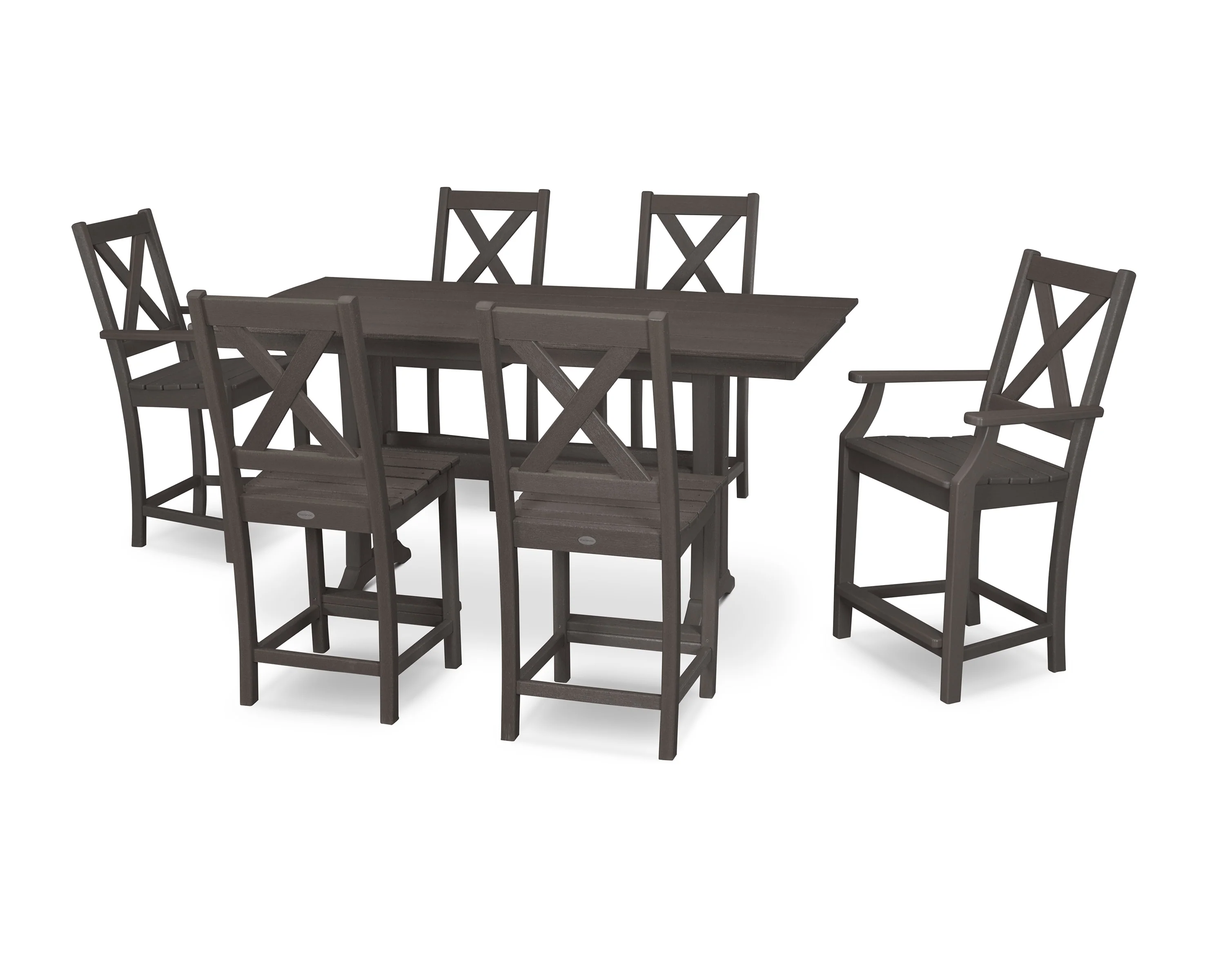 Braxton 7-Piece Farmhouse Trestle Counter Set - Image 7