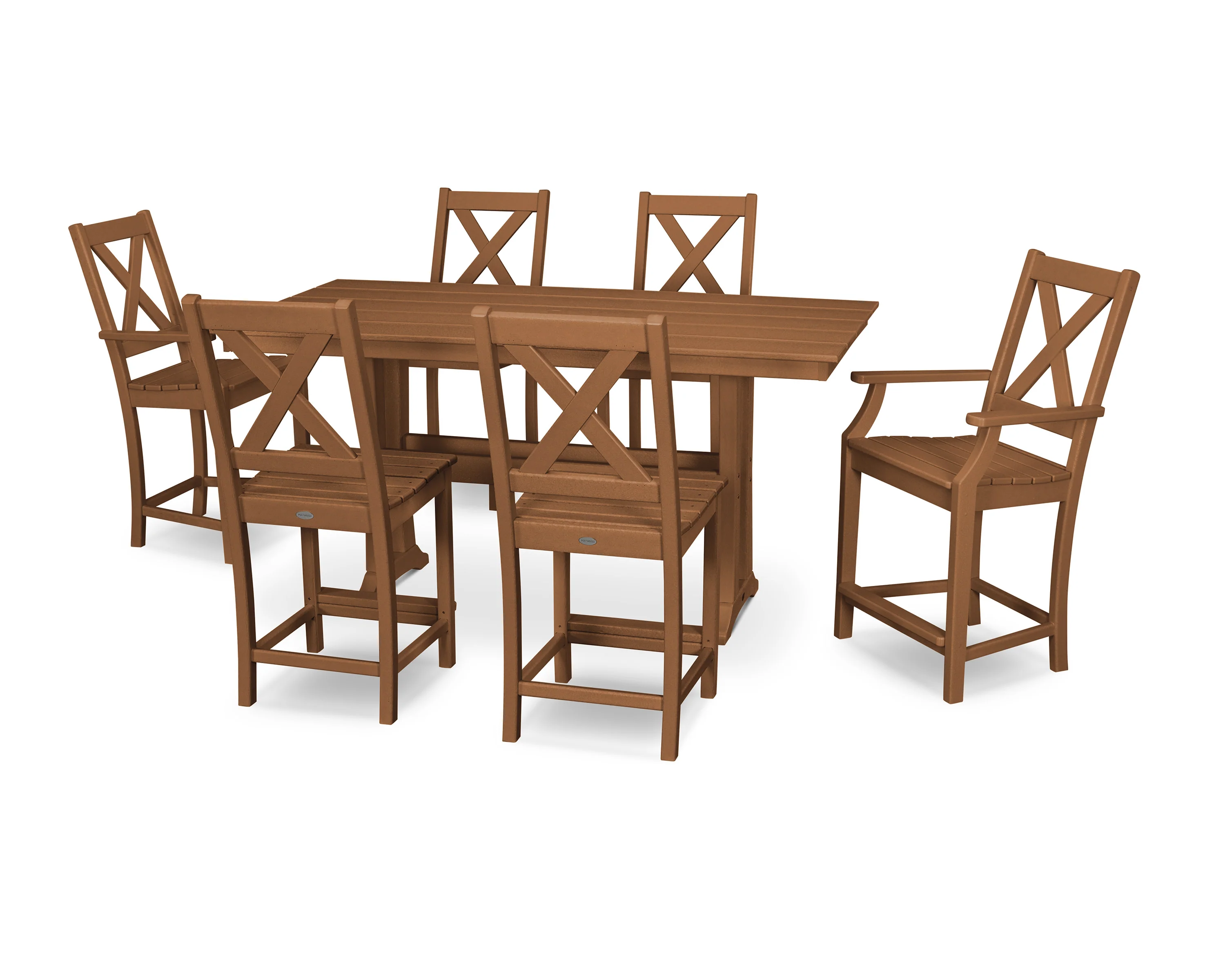 Braxton 7-Piece Farmhouse Trestle Counter Set - Image 8