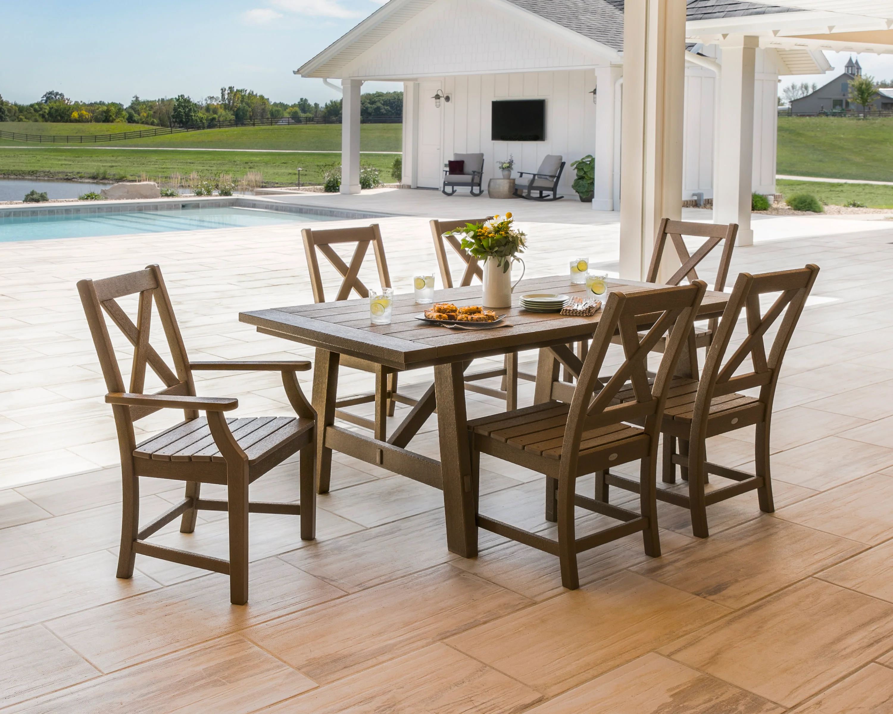 Braxton 7-Piece Rustic Farmhouse Dining Set - Image 3