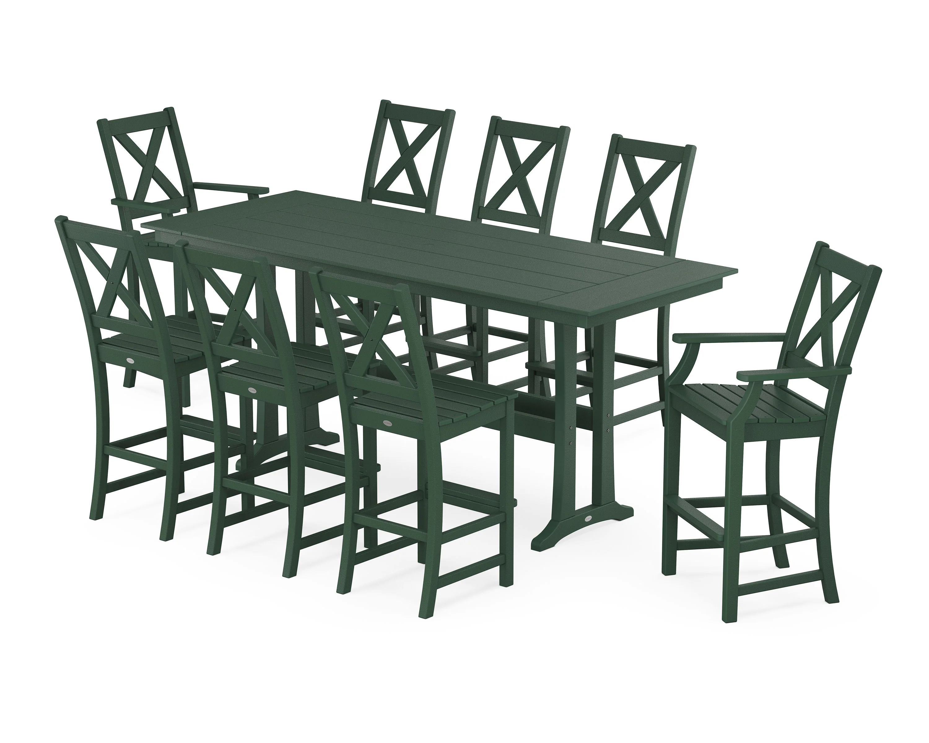 Braxton 9-Piece Farmhouse Bar Set with Trestle Legs - Image 10