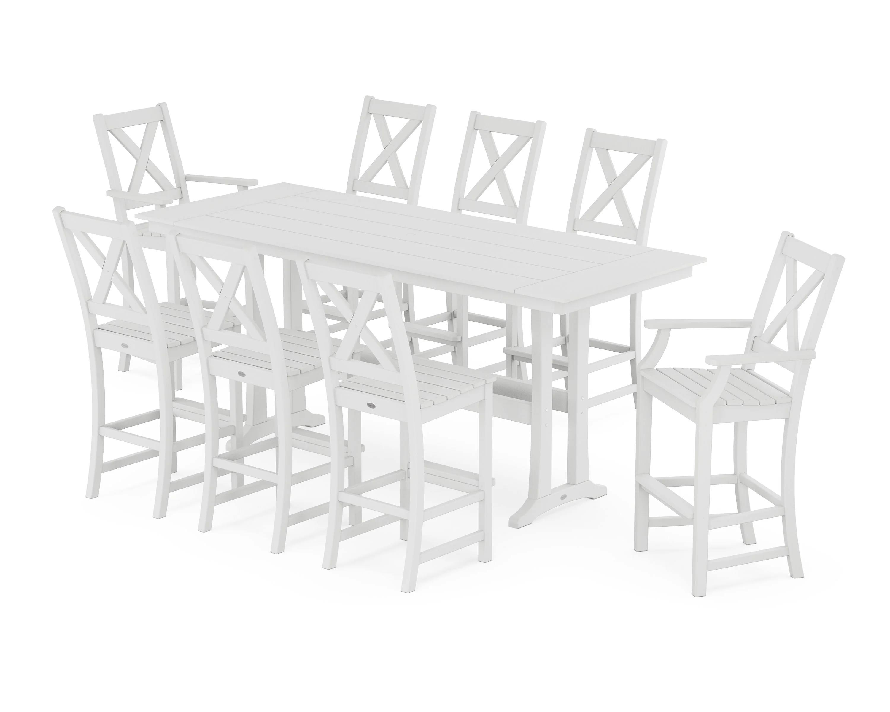 Braxton 9-Piece Farmhouse Bar Set with Trestle Legs - Image 12