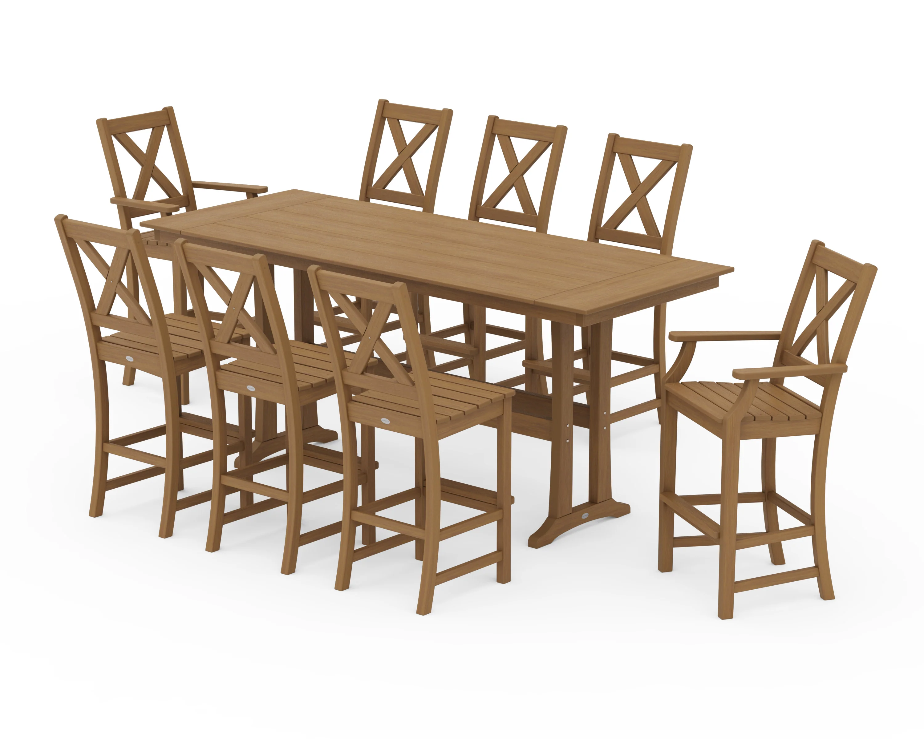 Braxton 9-Piece Farmhouse Bar Set with Trestle Legs - Image 13