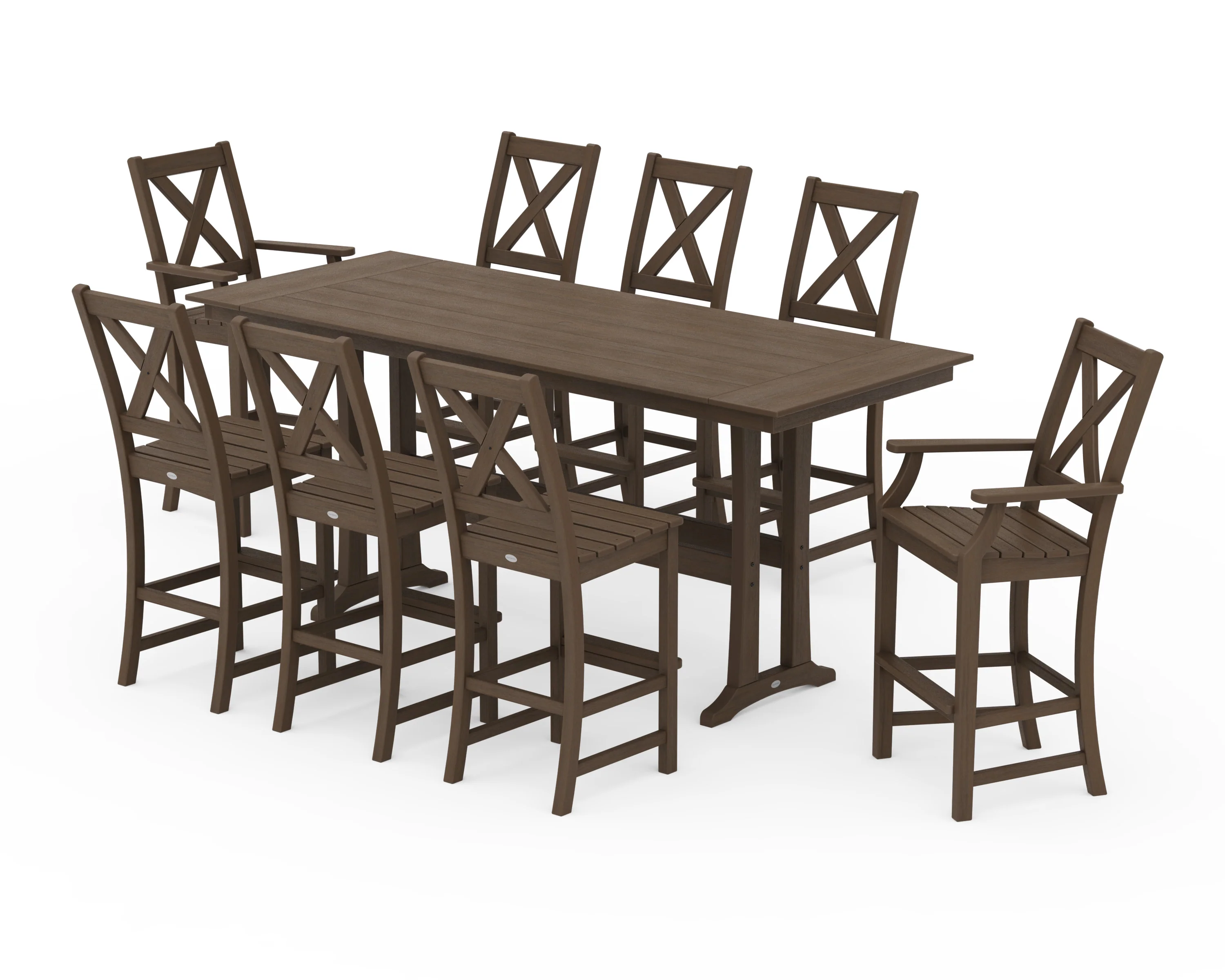 Braxton 9-Piece Farmhouse Bar Set with Trestle Legs - Image 15