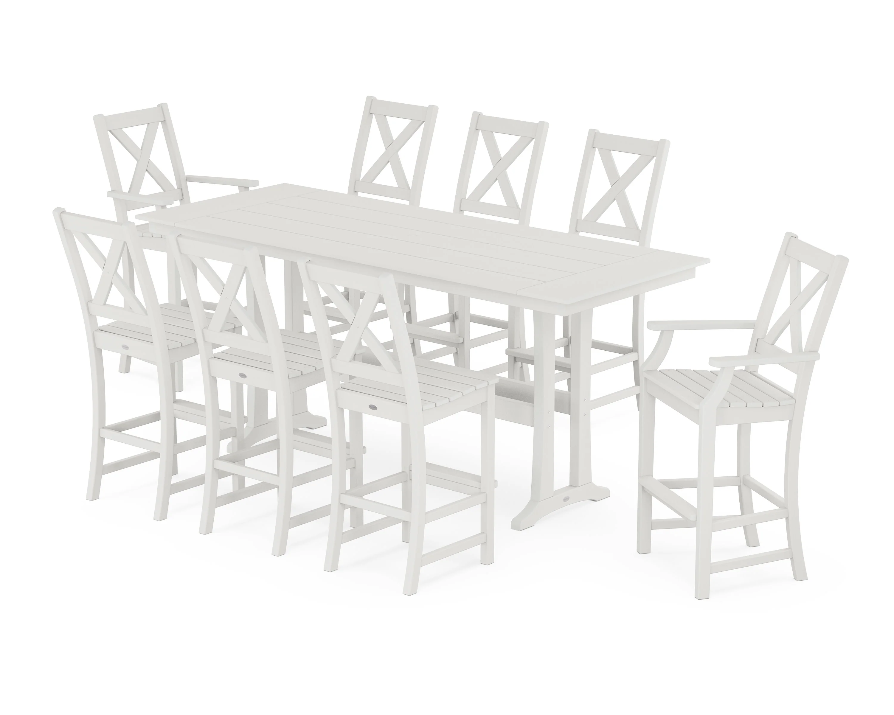 Braxton 9-Piece Farmhouse Bar Set with Trestle Legs - Image 5