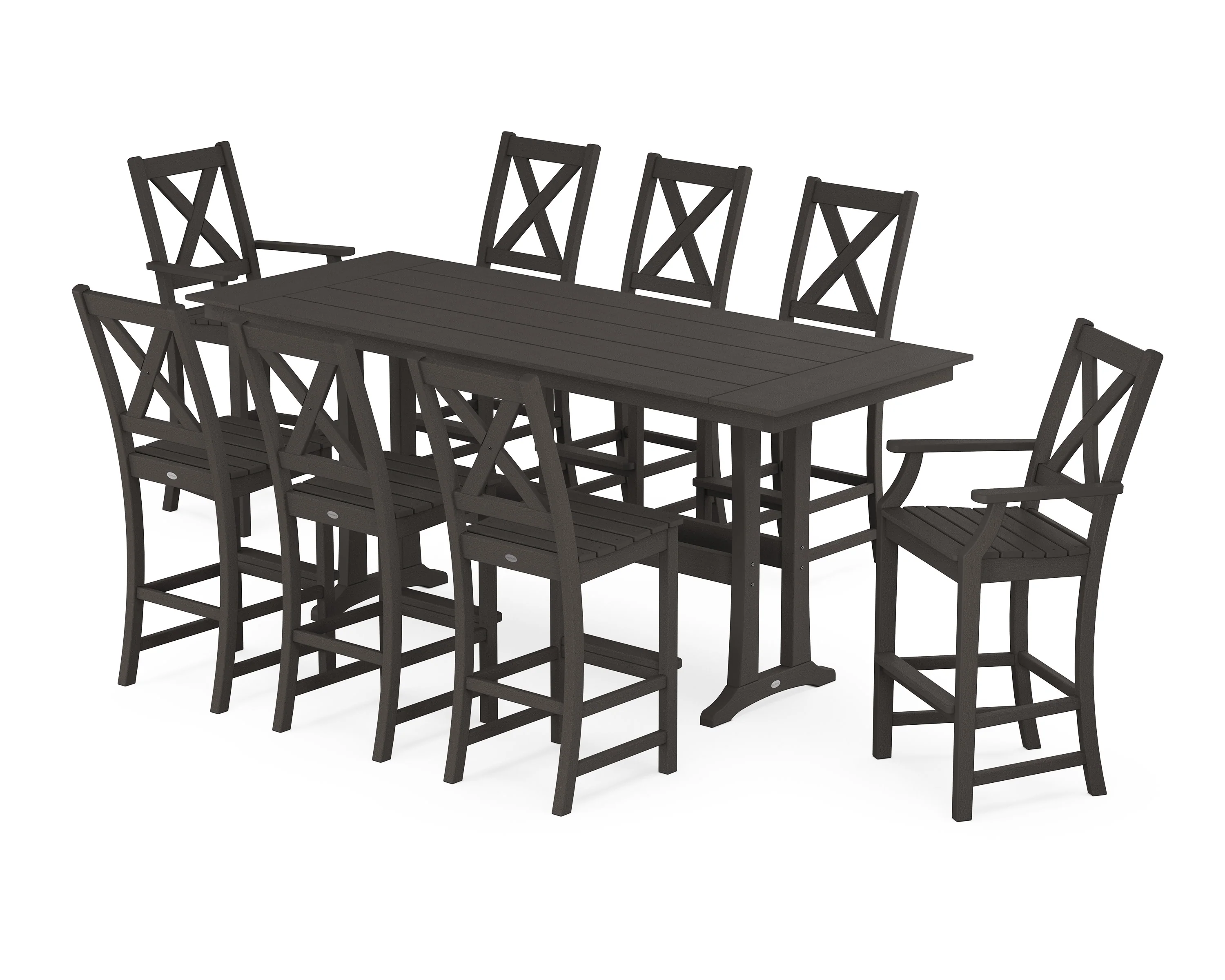 Braxton 9-Piece Farmhouse Bar Set with Trestle Legs - Image 6