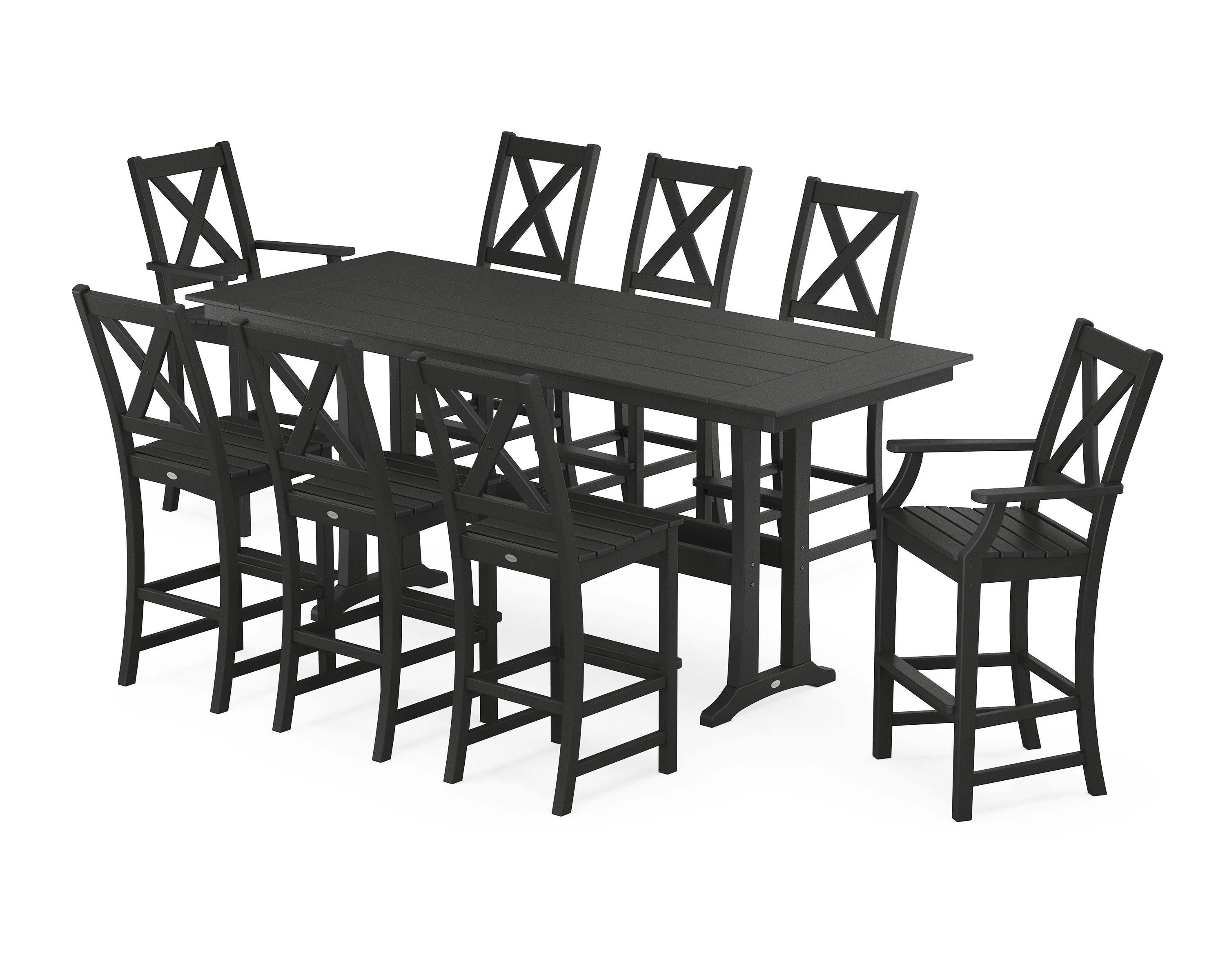Braxton 9-Piece Farmhouse Bar Set with Trestle Legs - Image 8