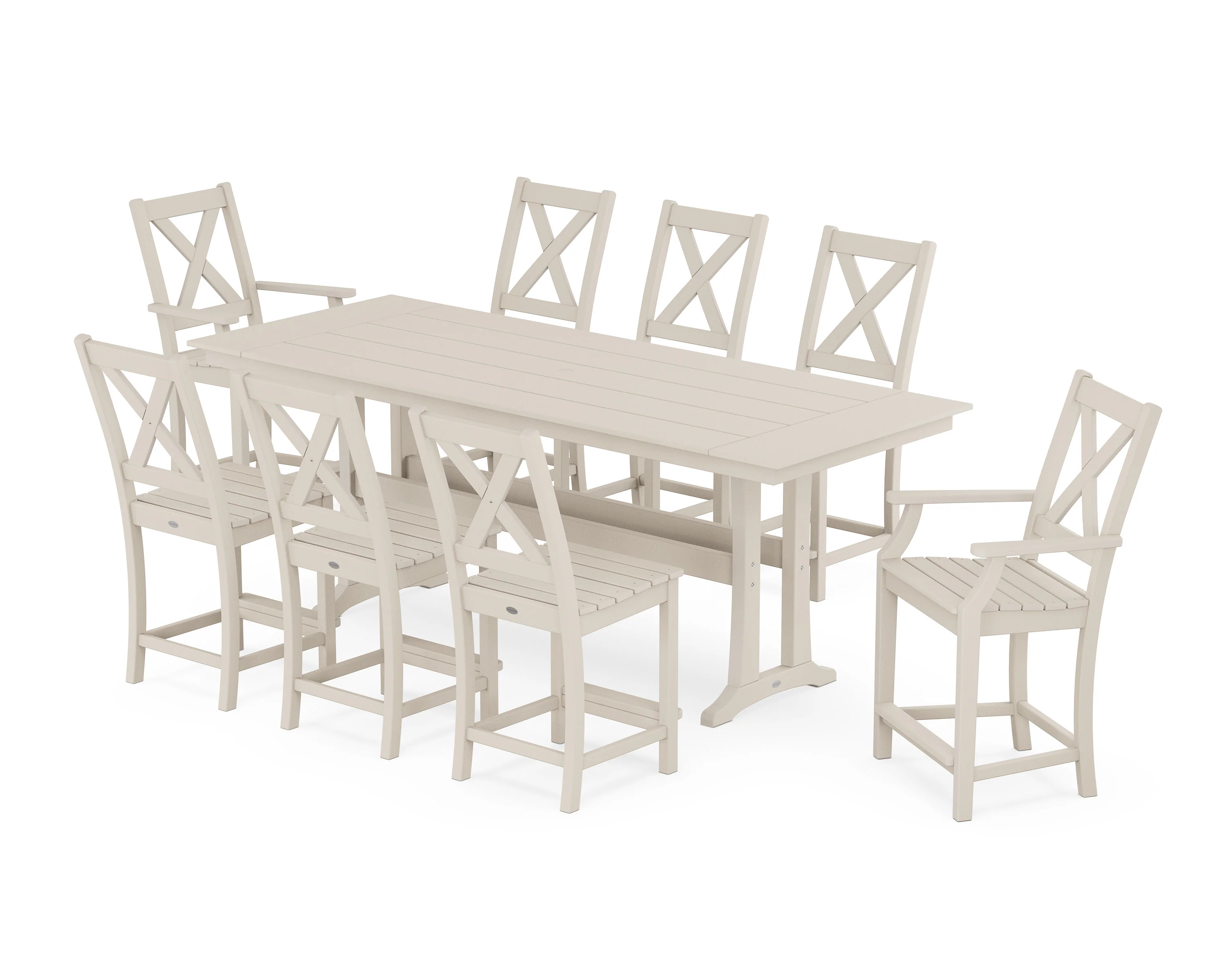 Braxton 9-Piece Farmhouse Counter Set with Trestle Legs - Image 11