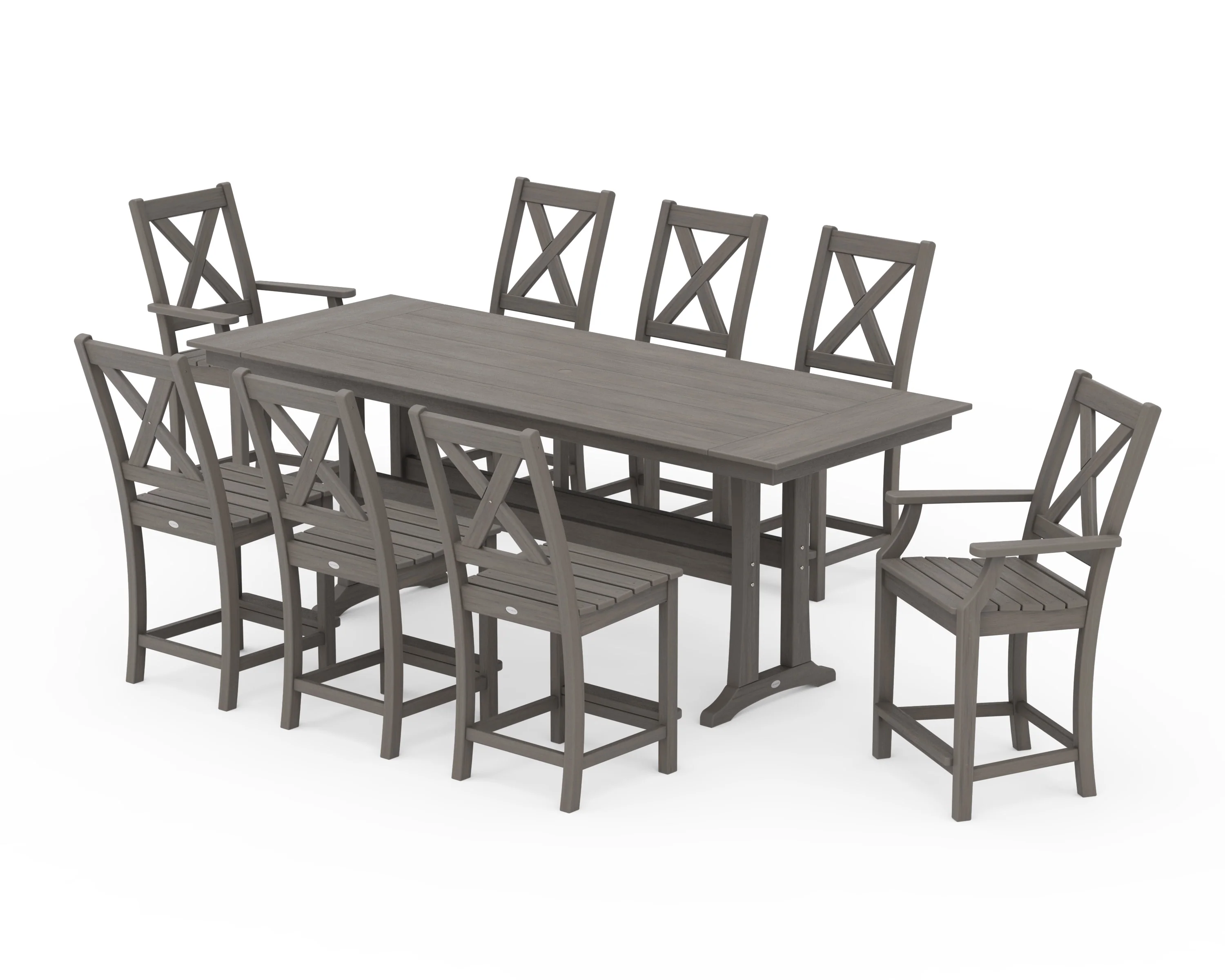 Braxton 9-Piece Farmhouse Counter Set with Trestle Legs - Image 16
