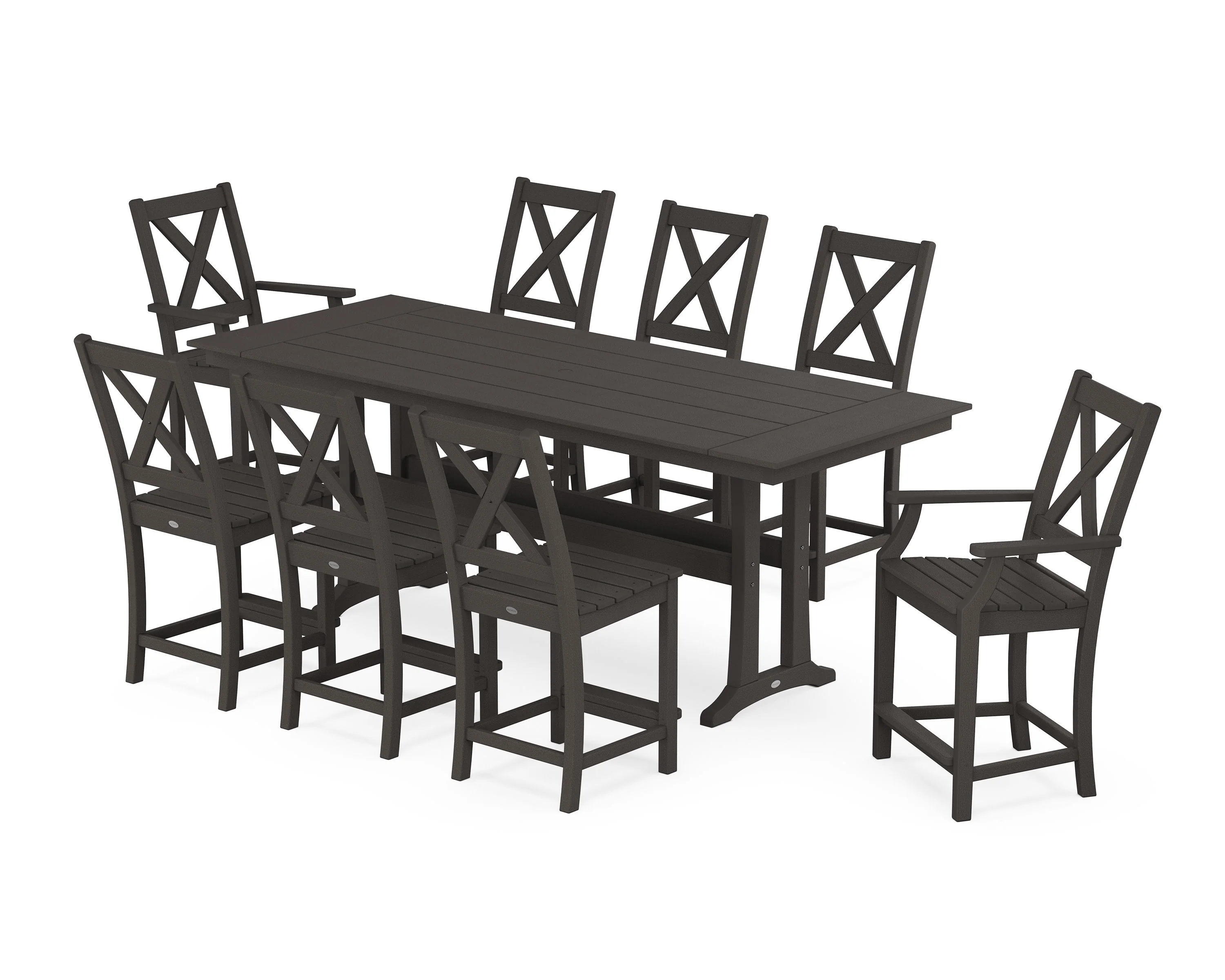 Braxton 9-Piece Farmhouse Counter Set with Trestle Legs - Image 5