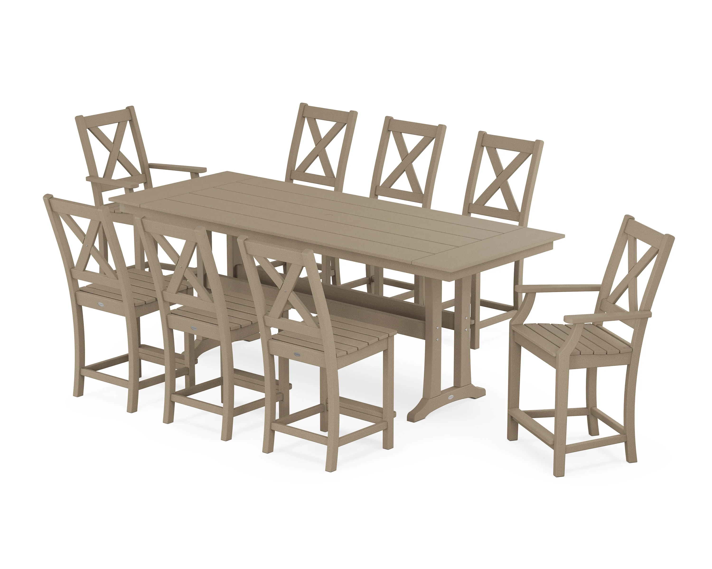 Braxton 9-Piece Farmhouse Counter Set with Trestle Legs - Image 8