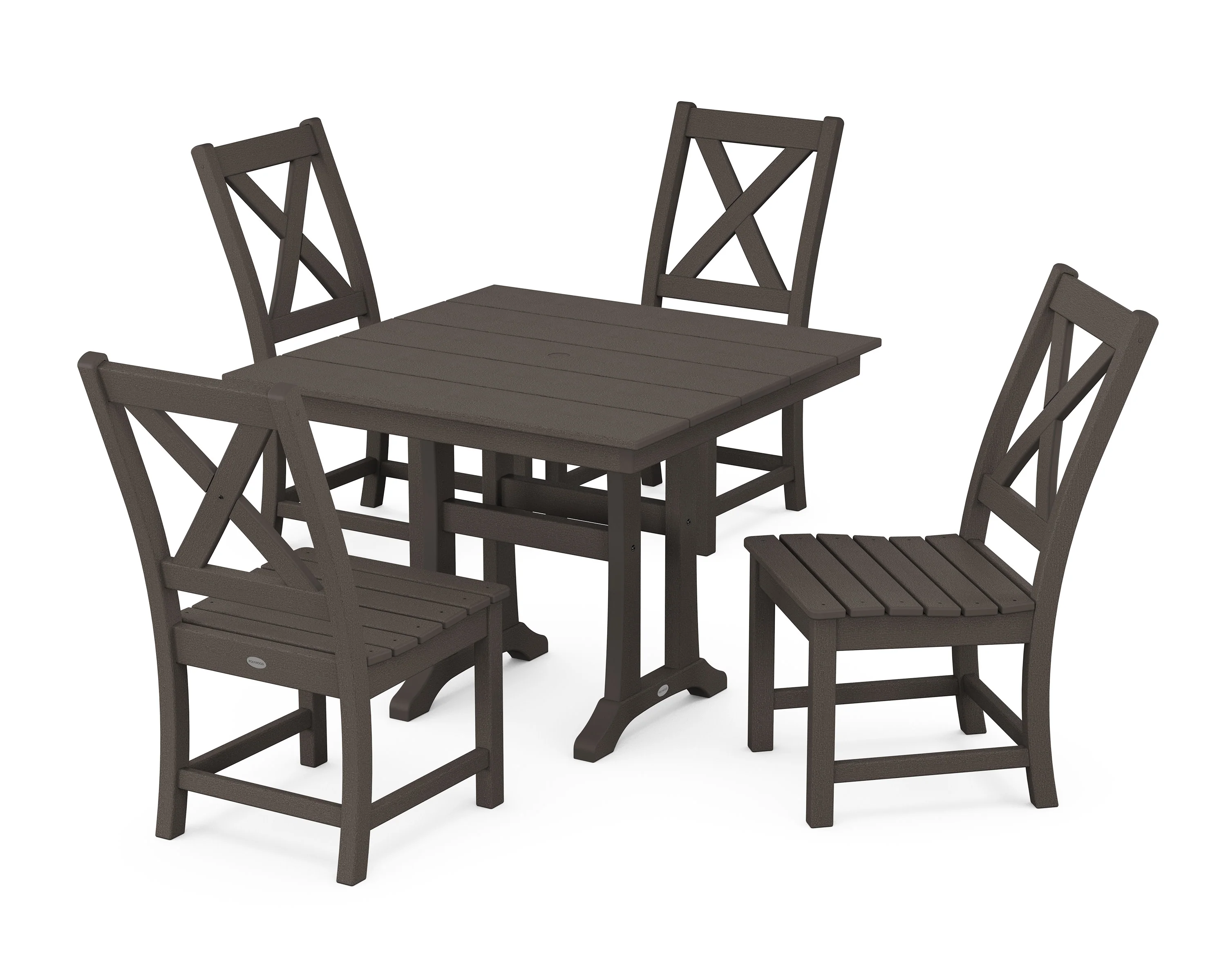 Braxton Side Chair 5-Piece Farmhouse Dining Set With Trestle Legs - Image 5