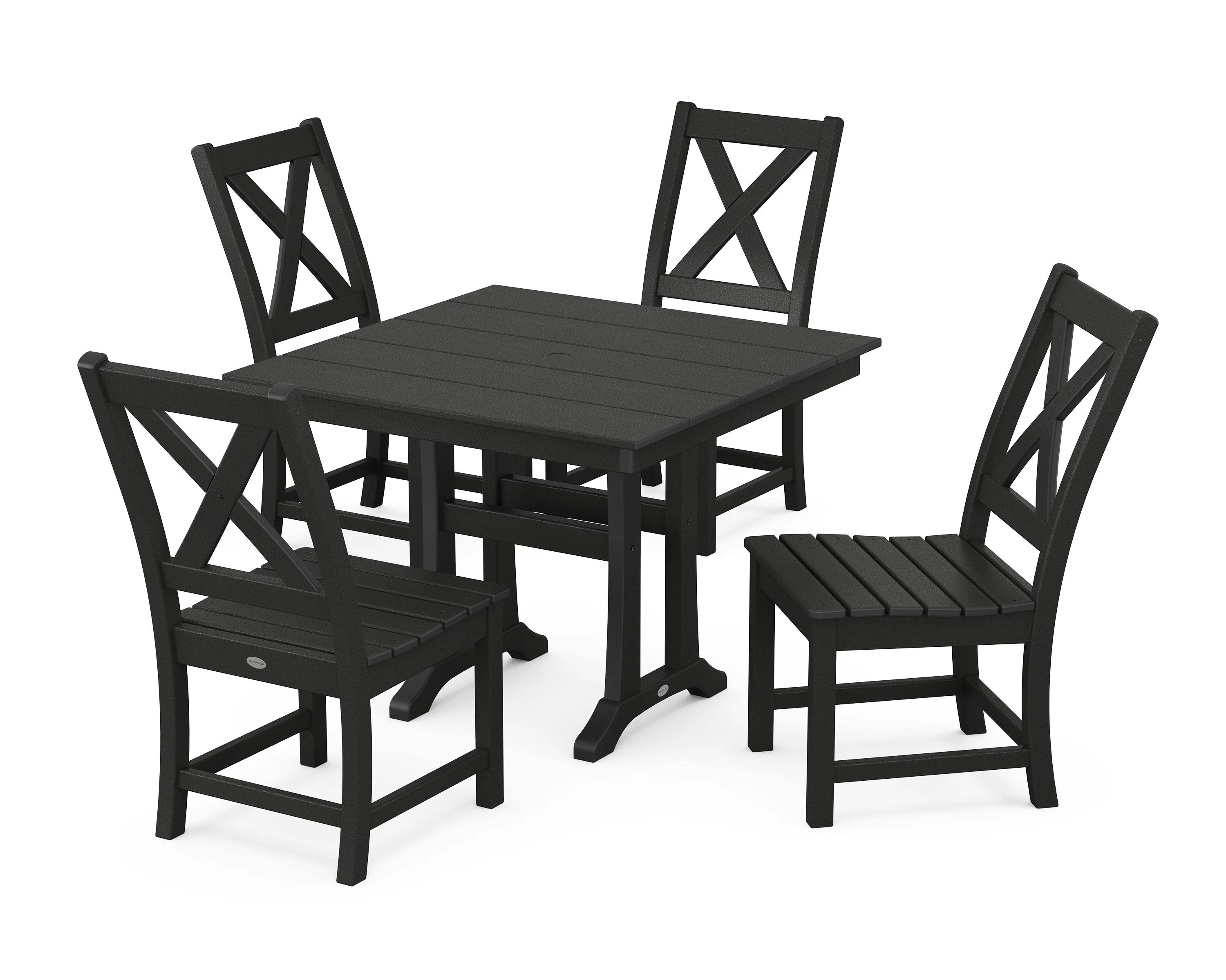 Braxton Side Chair 5-Piece Farmhouse Dining Set With Trestle Legs - Image 8