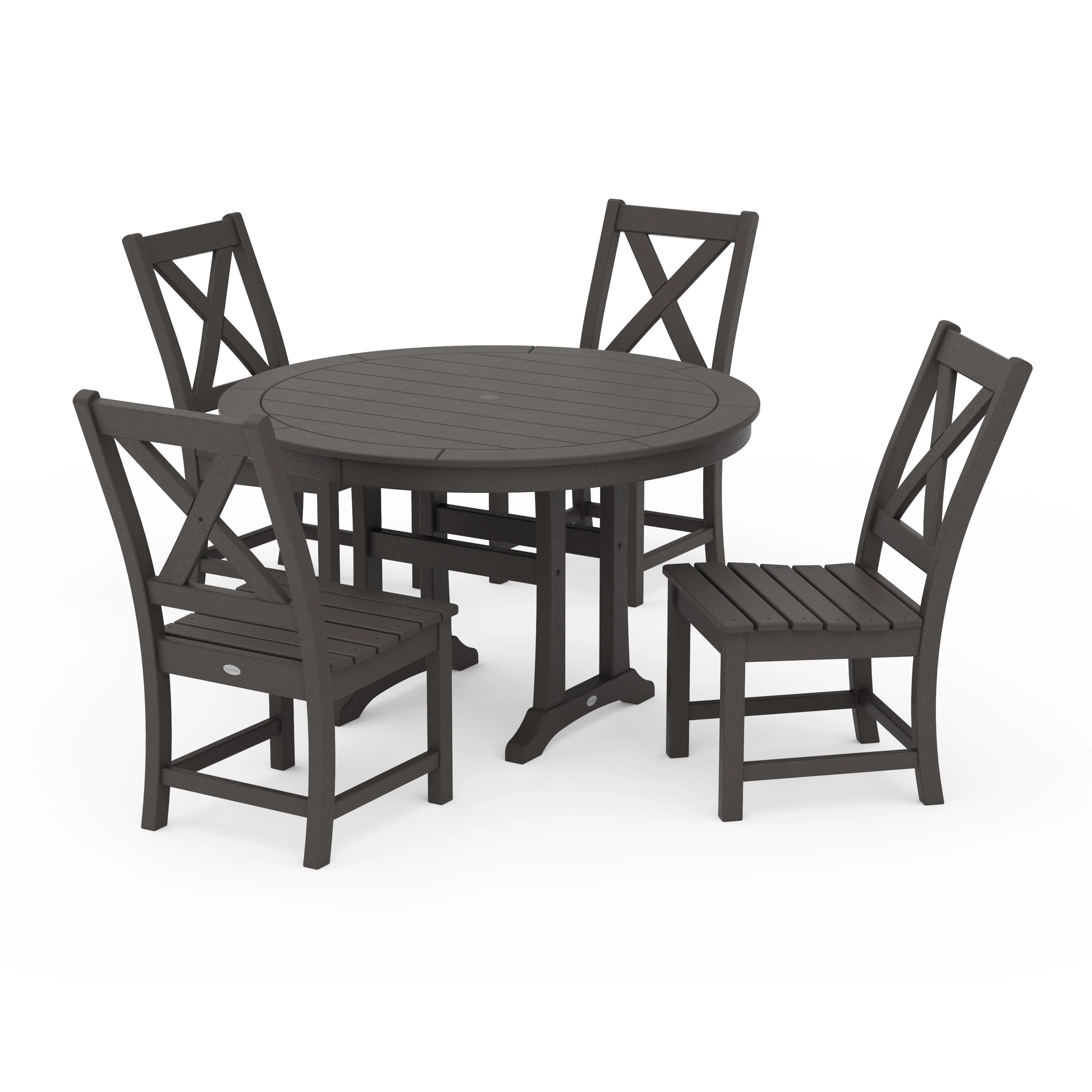Braxton Side Chair 5-Piece Round Dining Set With Trestle Legs - Image 11