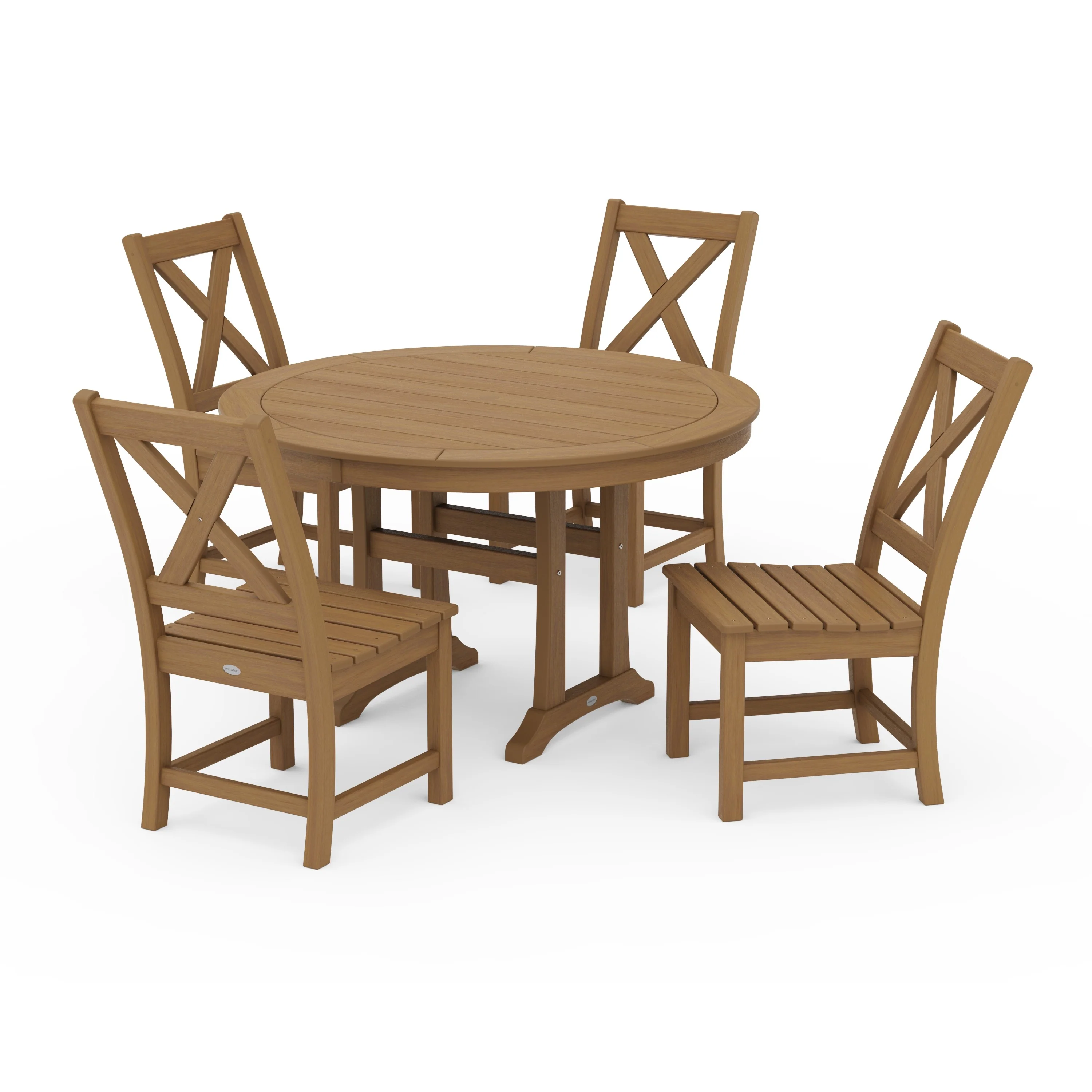 Braxton Side Chair 5-Piece Round Dining Set With Trestle Legs - Image 4