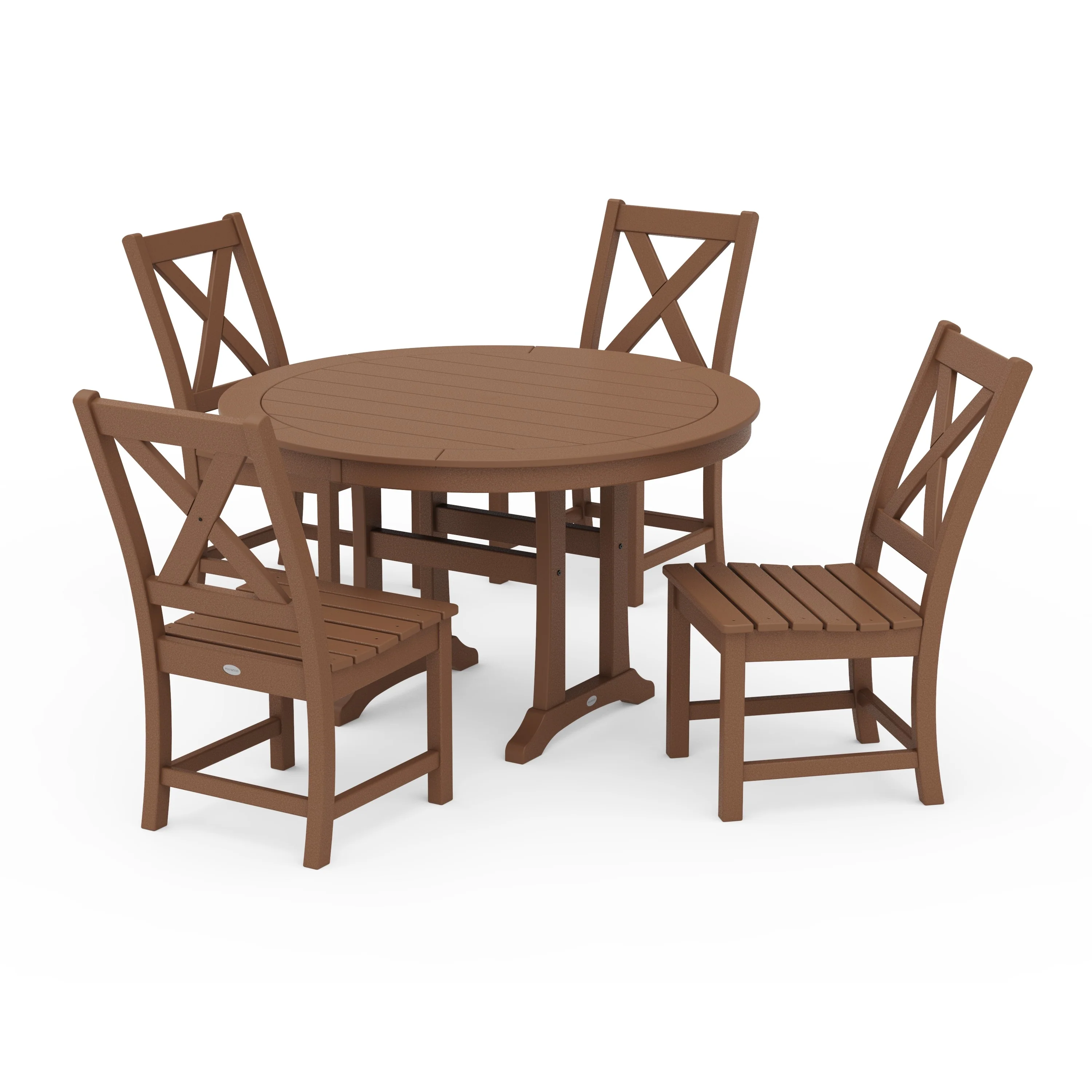 Braxton Side Chair 5-Piece Round Dining Set With Trestle Legs - Image 5
