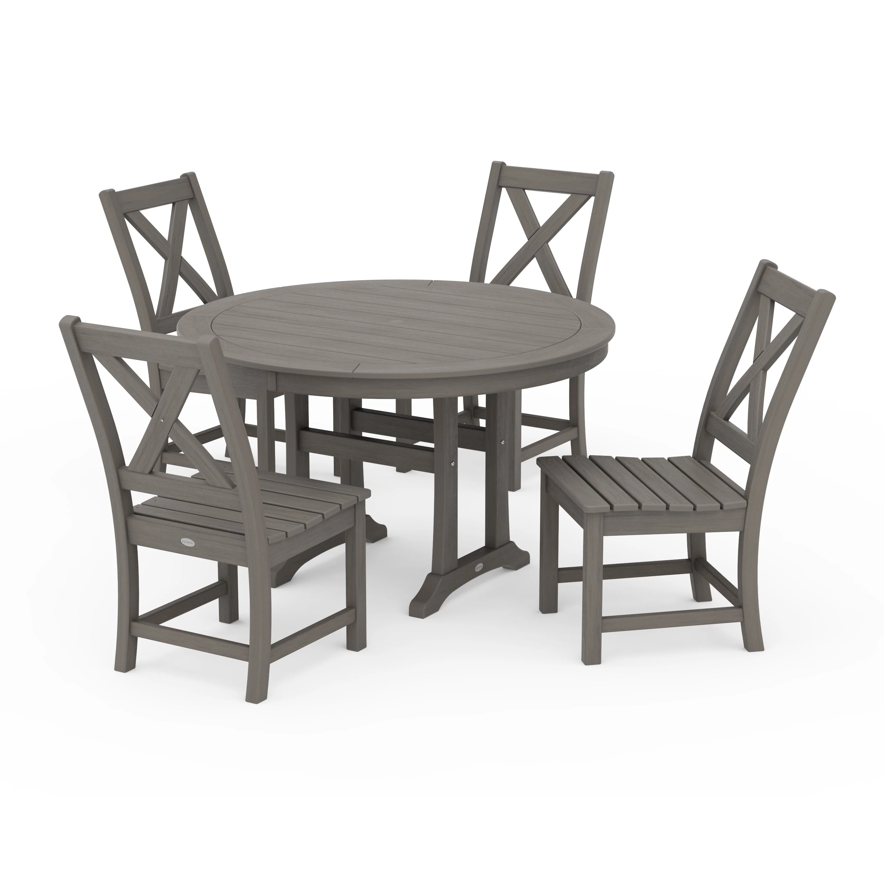 Braxton Side Chair 5-Piece Round Dining Set With Trestle Legs - Image 7