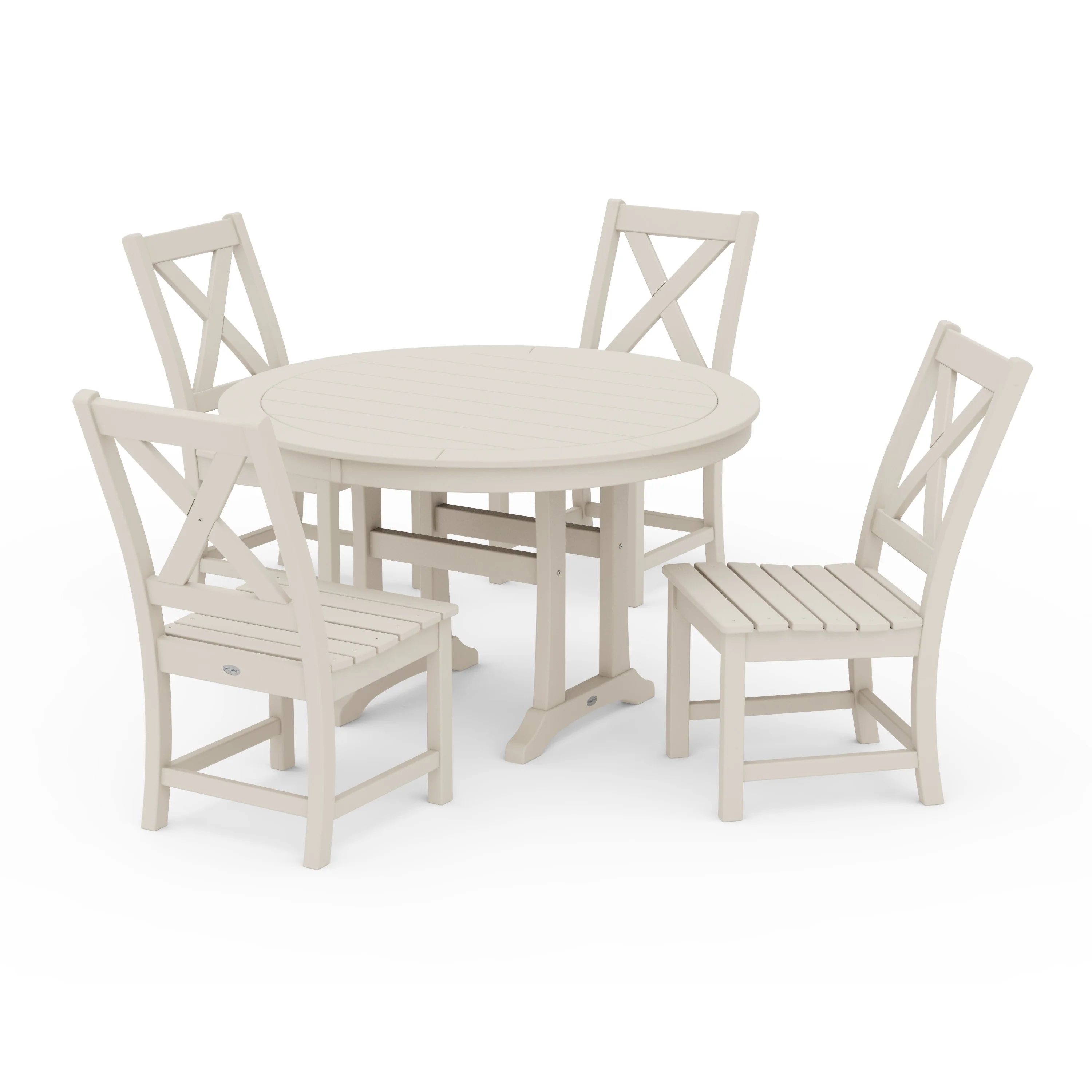 Braxton Side Chair 5-Piece Round Dining Set With Trestle Legs - Image 8