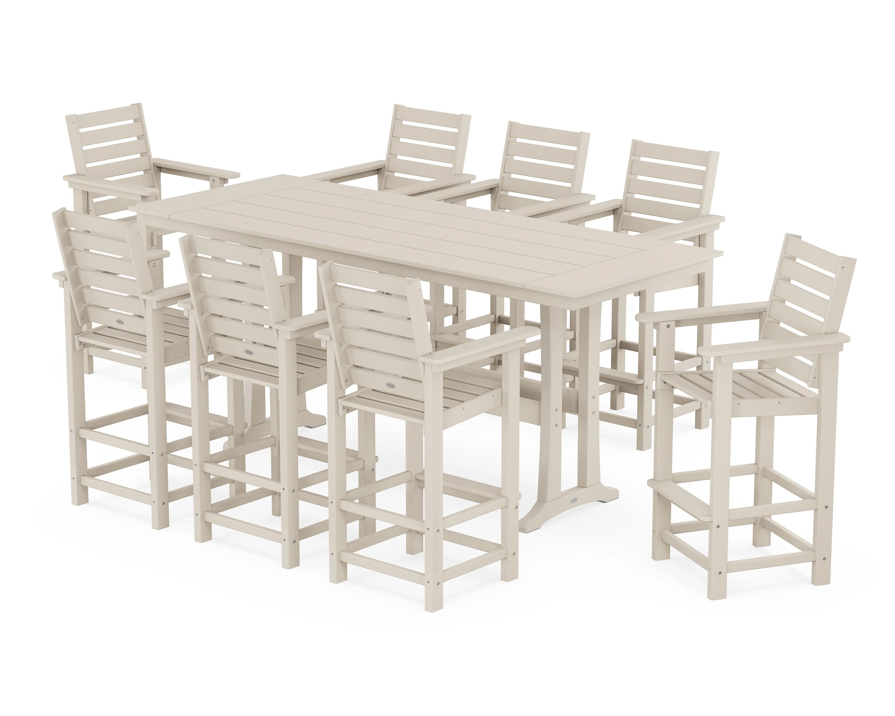 Captain 9-Piece Farmhouse Bar Set with Trestle Legs - Image 4