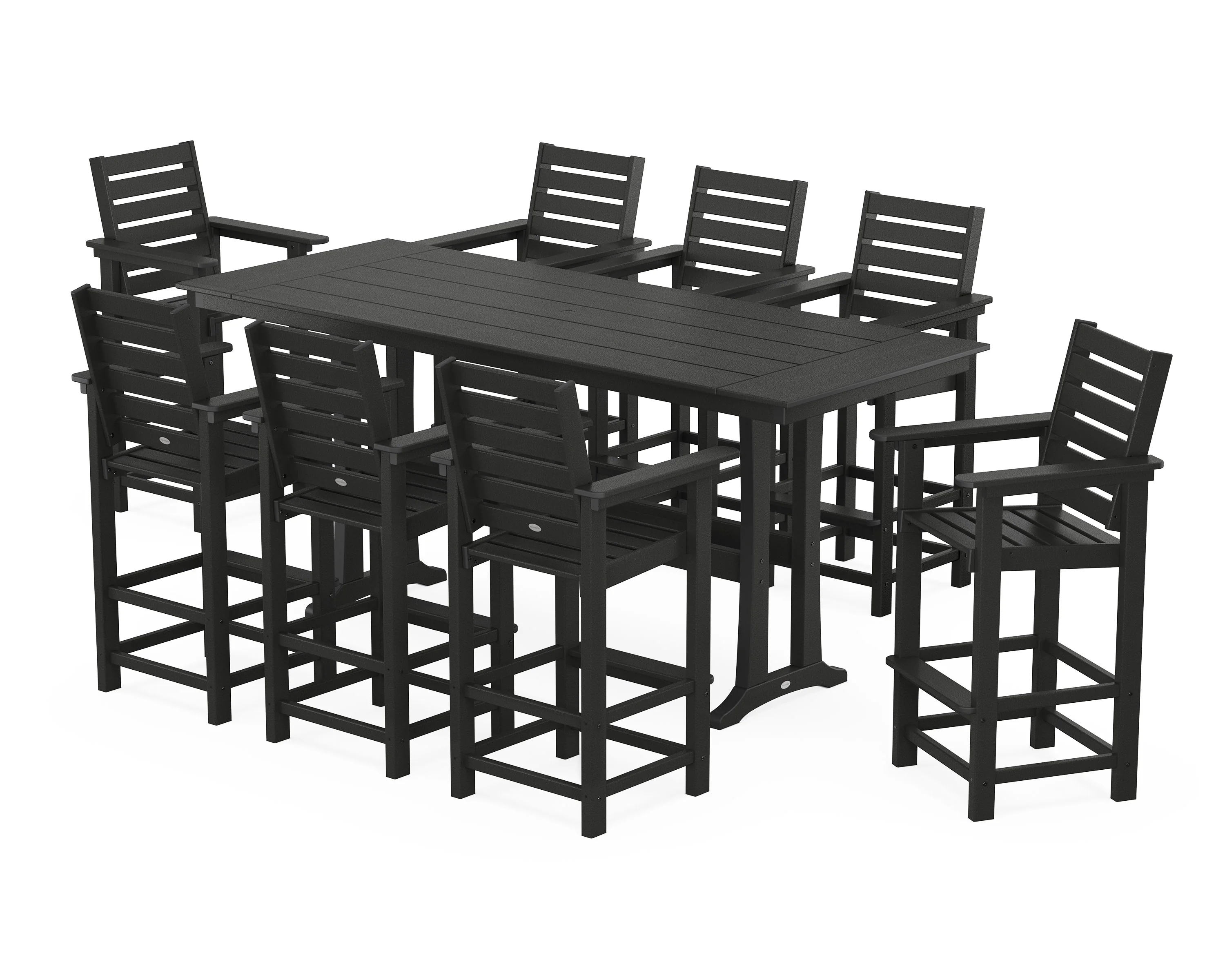 Captain 9-Piece Farmhouse Bar Set with Trestle Legs - Image 5