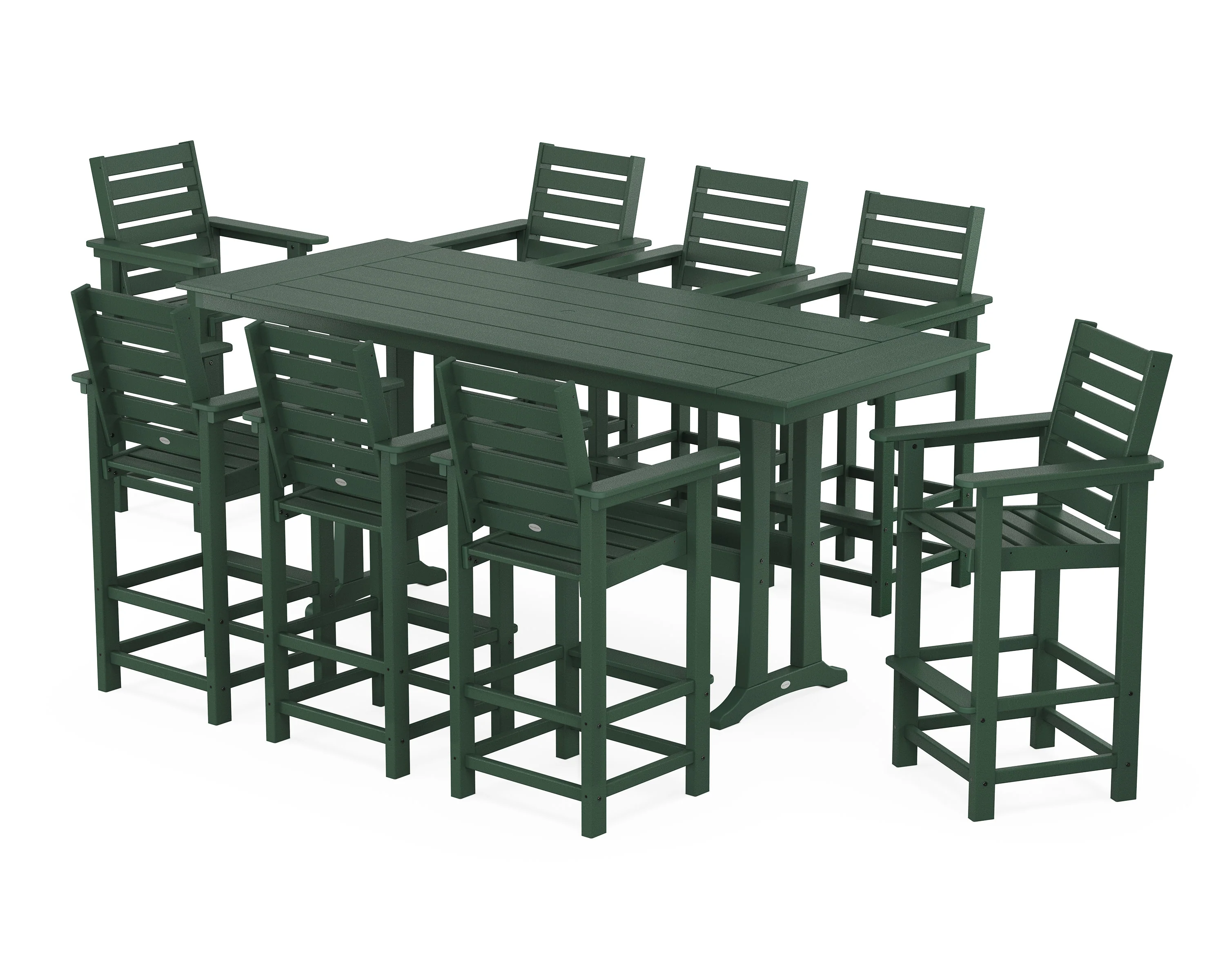 Captain 9-Piece Farmhouse Bar Set with Trestle Legs - Image 6