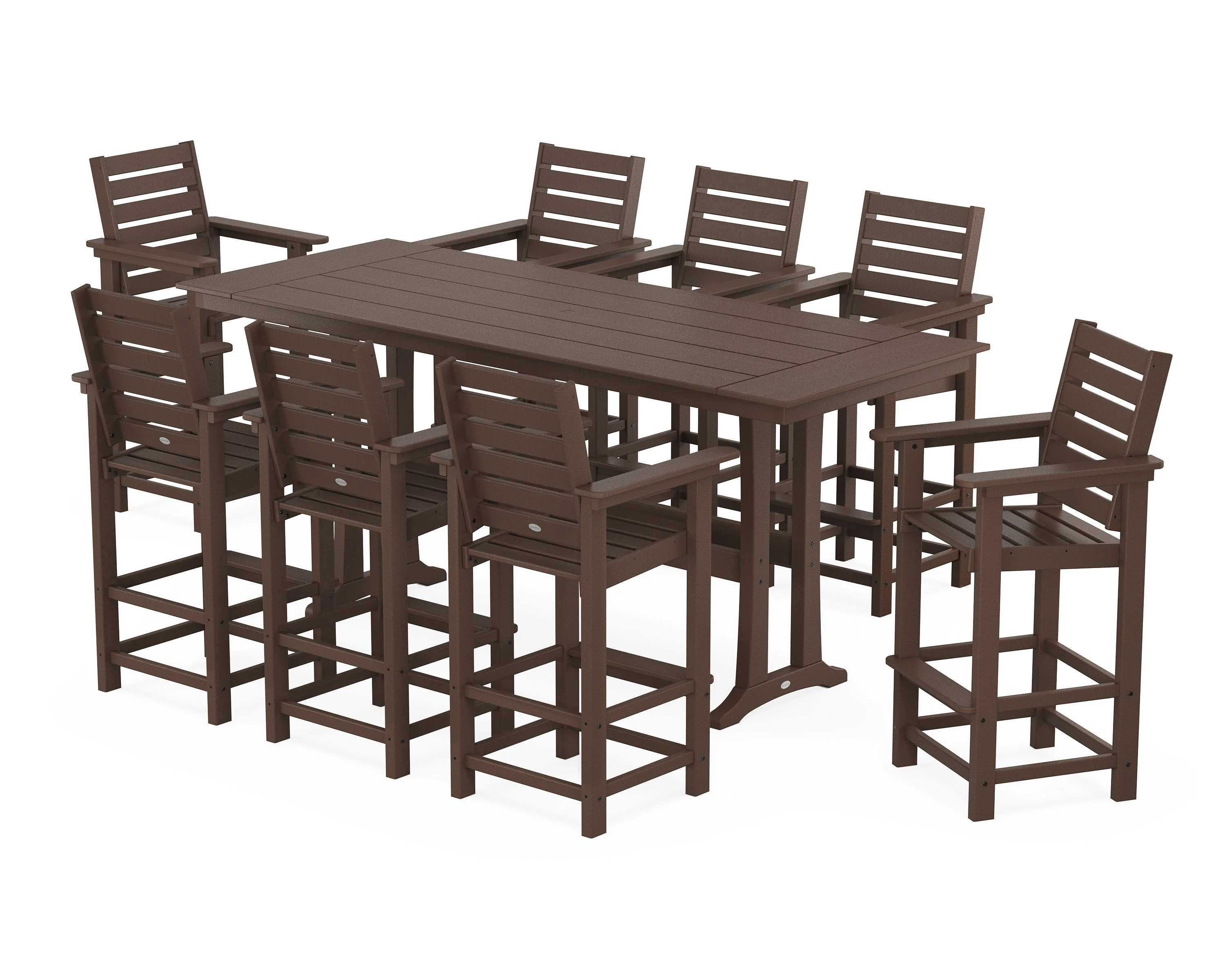 Captain 9-Piece Farmhouse Bar Set with Trestle Legs - Image 7
