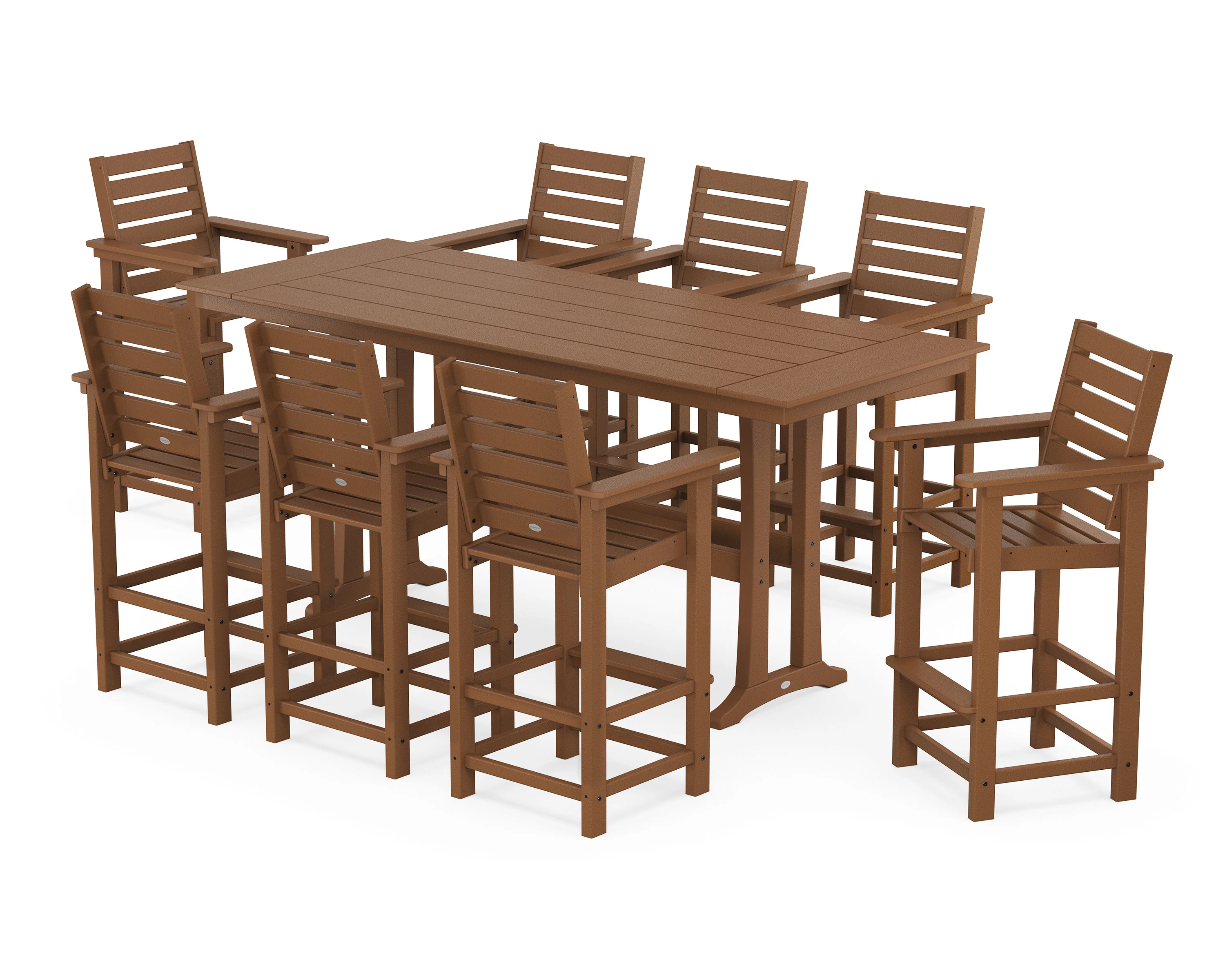 Captain 9-Piece Farmhouse Bar Set with Trestle Legs - Image 8