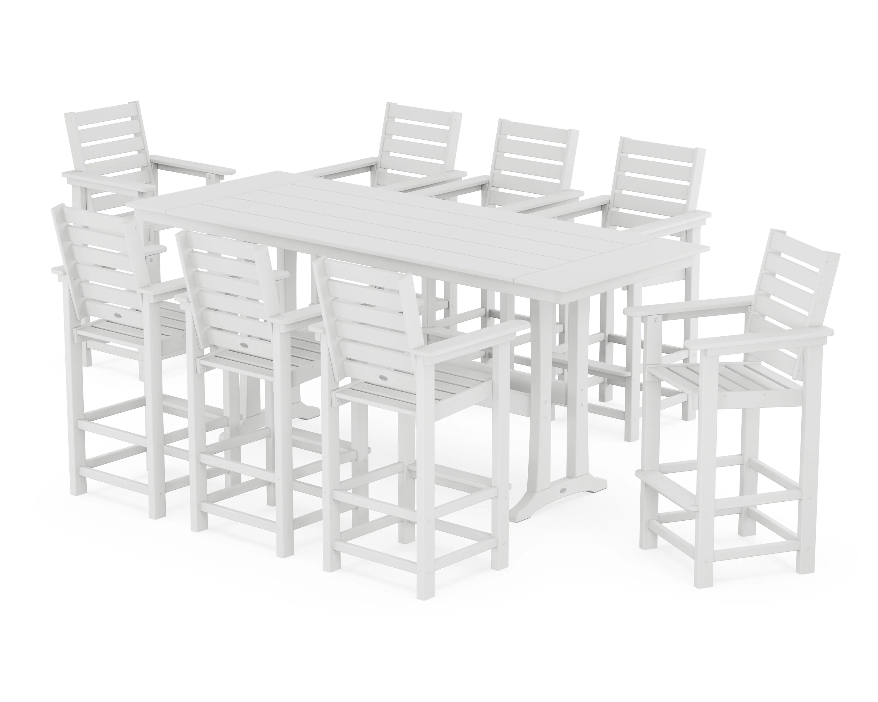 Captain 9-Piece Farmhouse Bar Set with Trestle Legs - Image 9