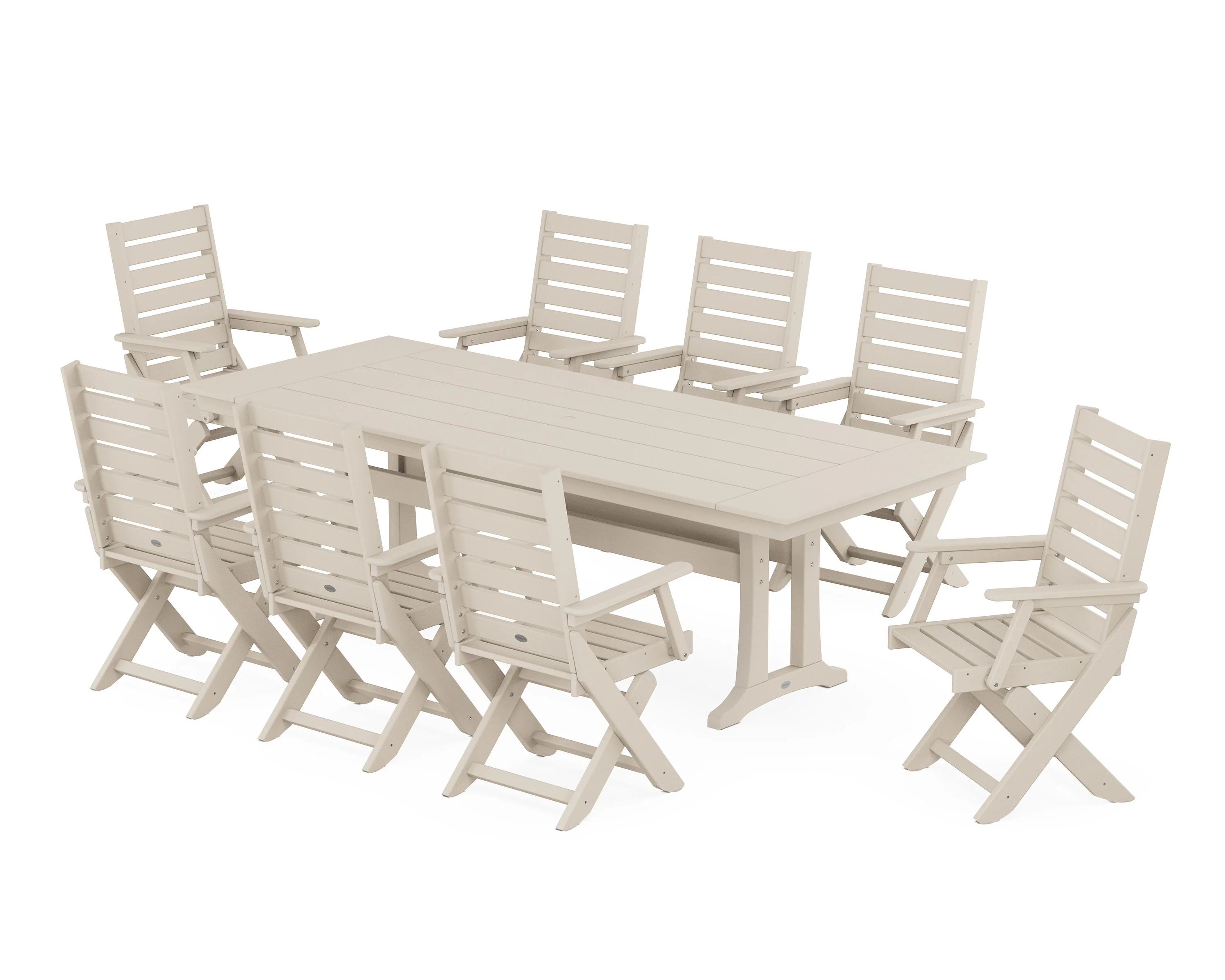 Captain 9-Piece Farmhouse Dining Set with Trestle Legs - Image 5