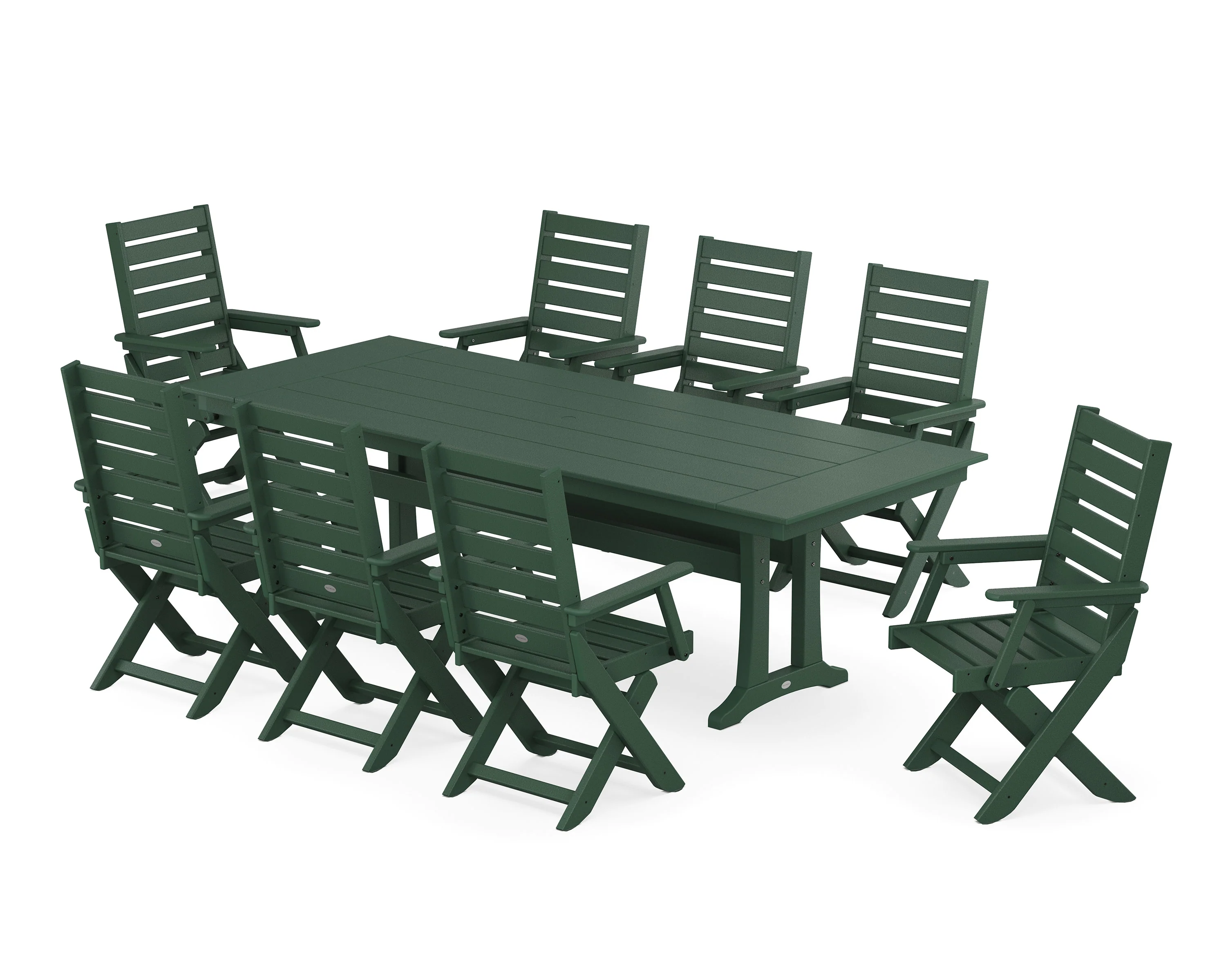 Captain 9-Piece Farmhouse Dining Set with Trestle Legs - Image 8