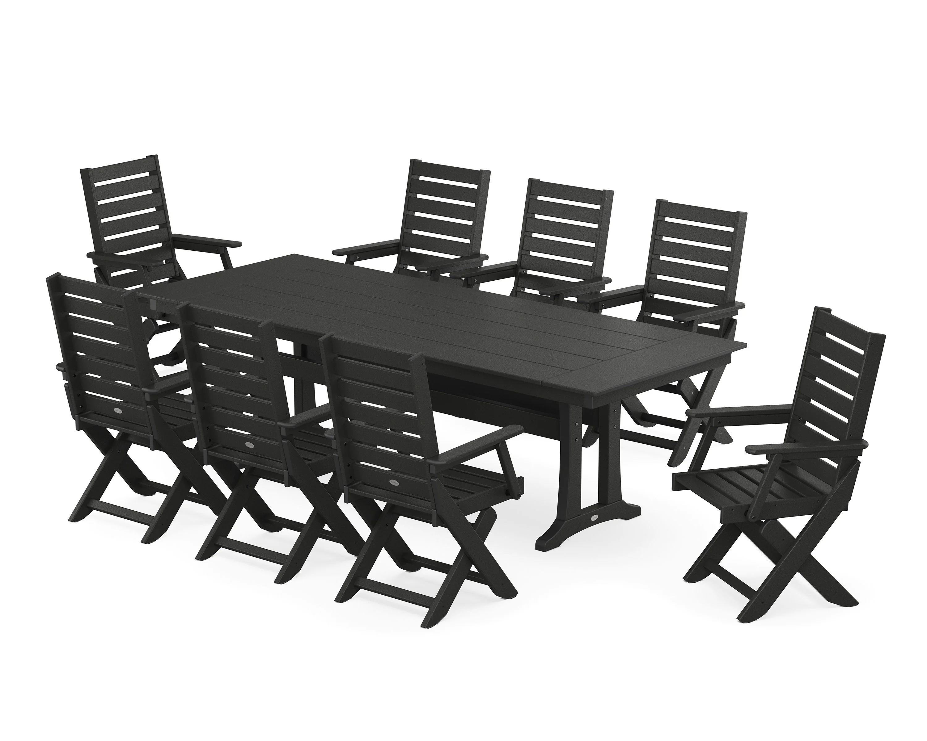 Captain 9-Piece Farmhouse Dining Set with Trestle Legs - Image 9