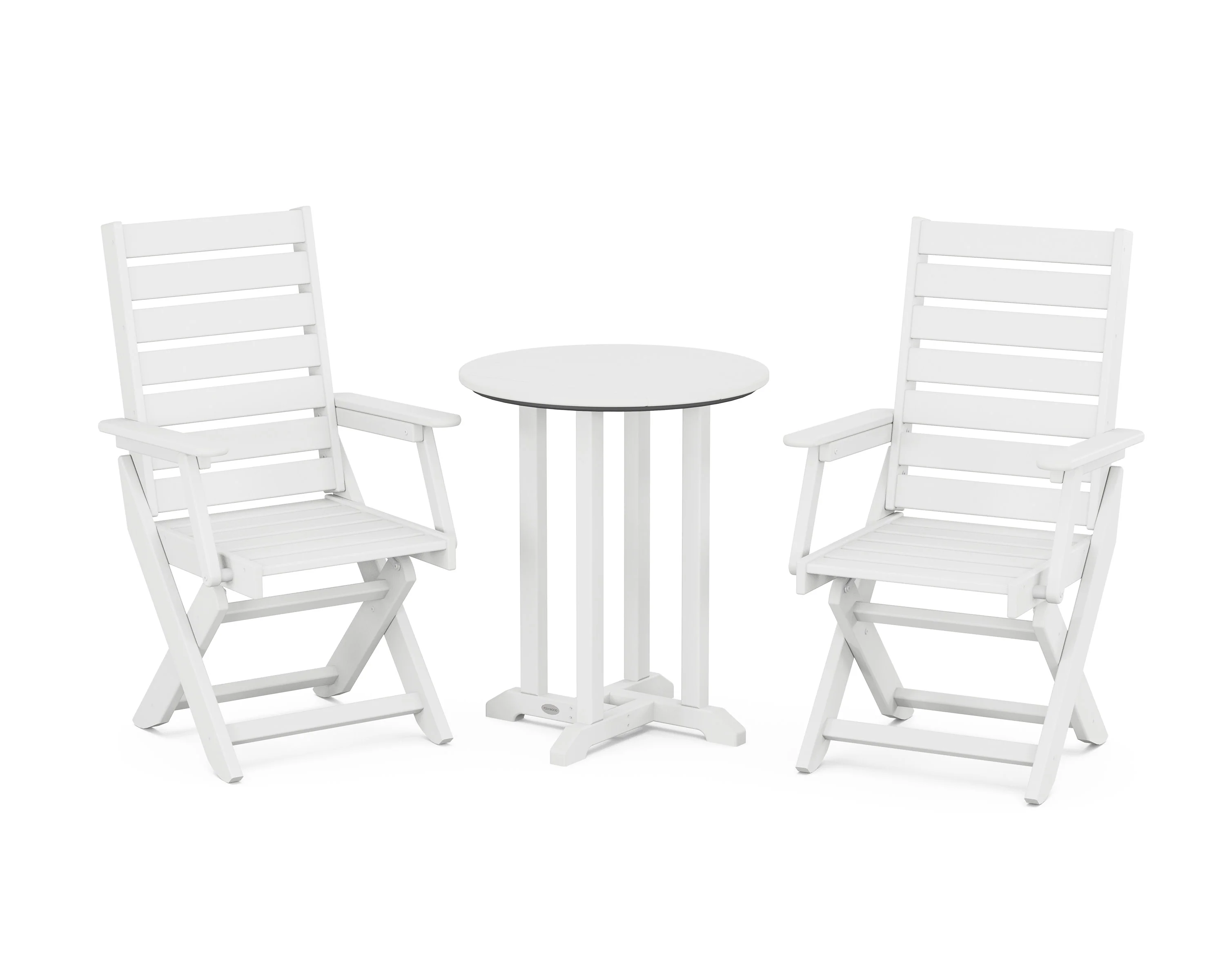 Captain Folding Chair 3-Piece Round Bistro Dining Set - Image 4