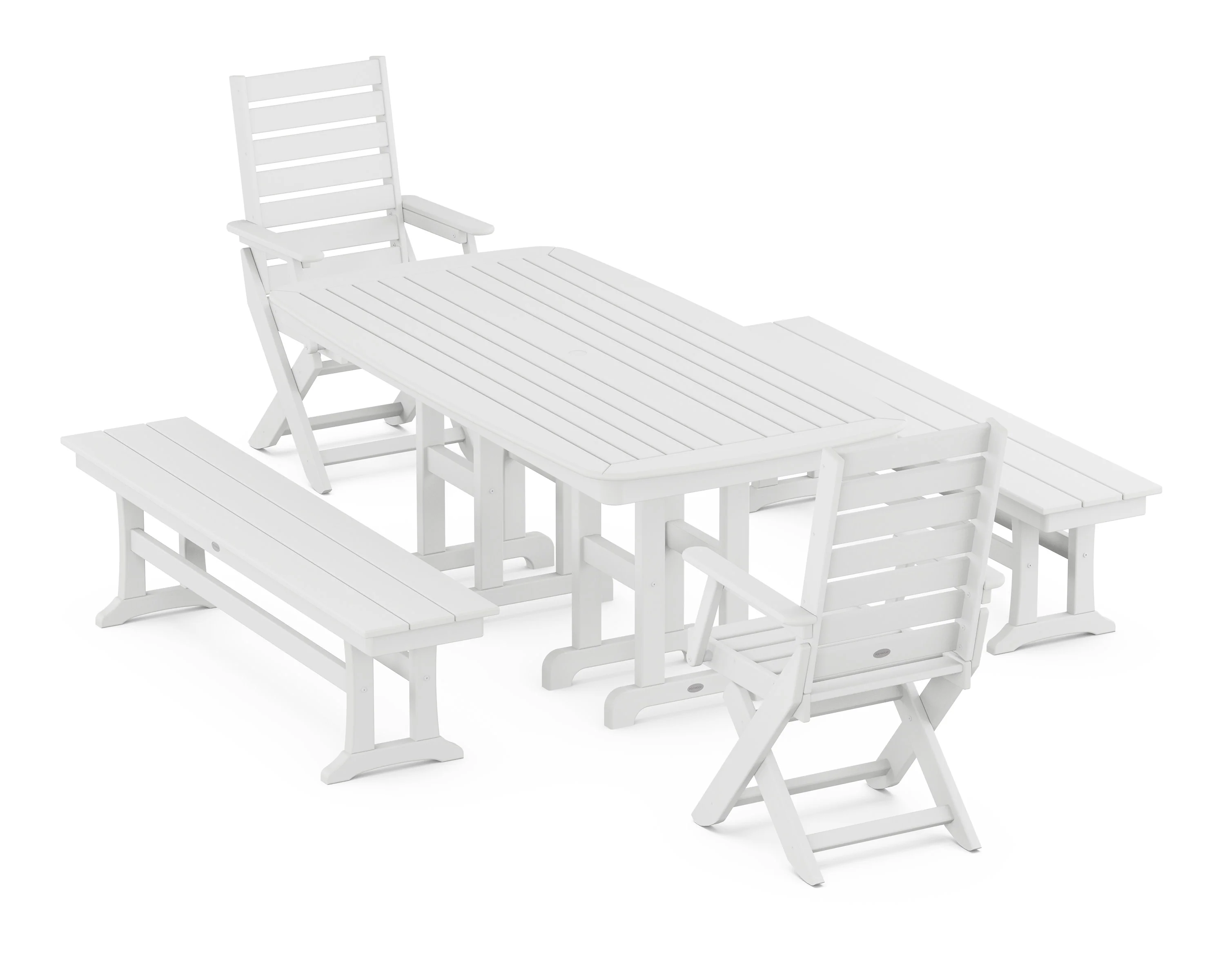 Captain Folding Chair 5-Piece Dining Set with Benches - Image 6