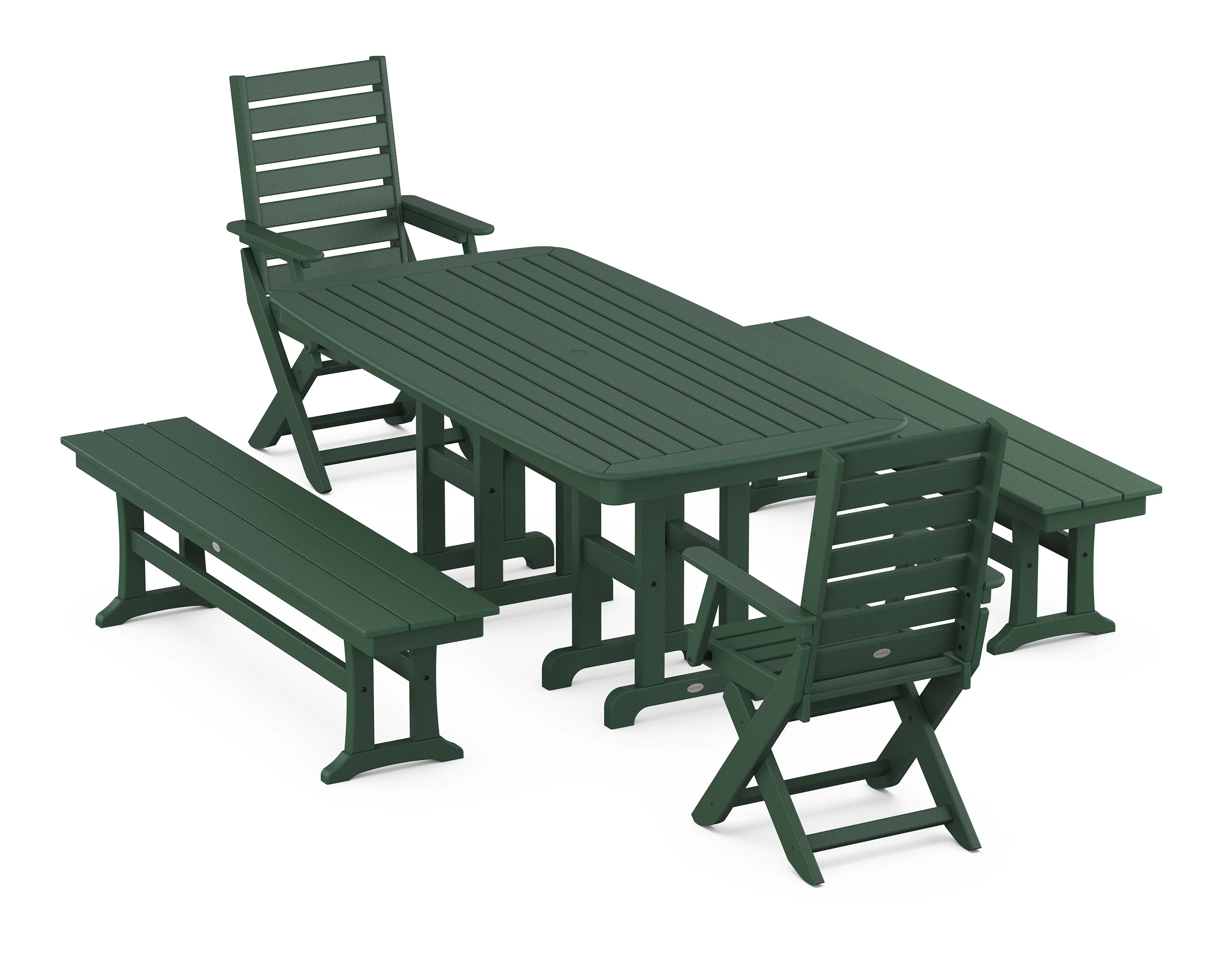 Captain Folding Chair 5-Piece Dining Set with Benches - Image 9